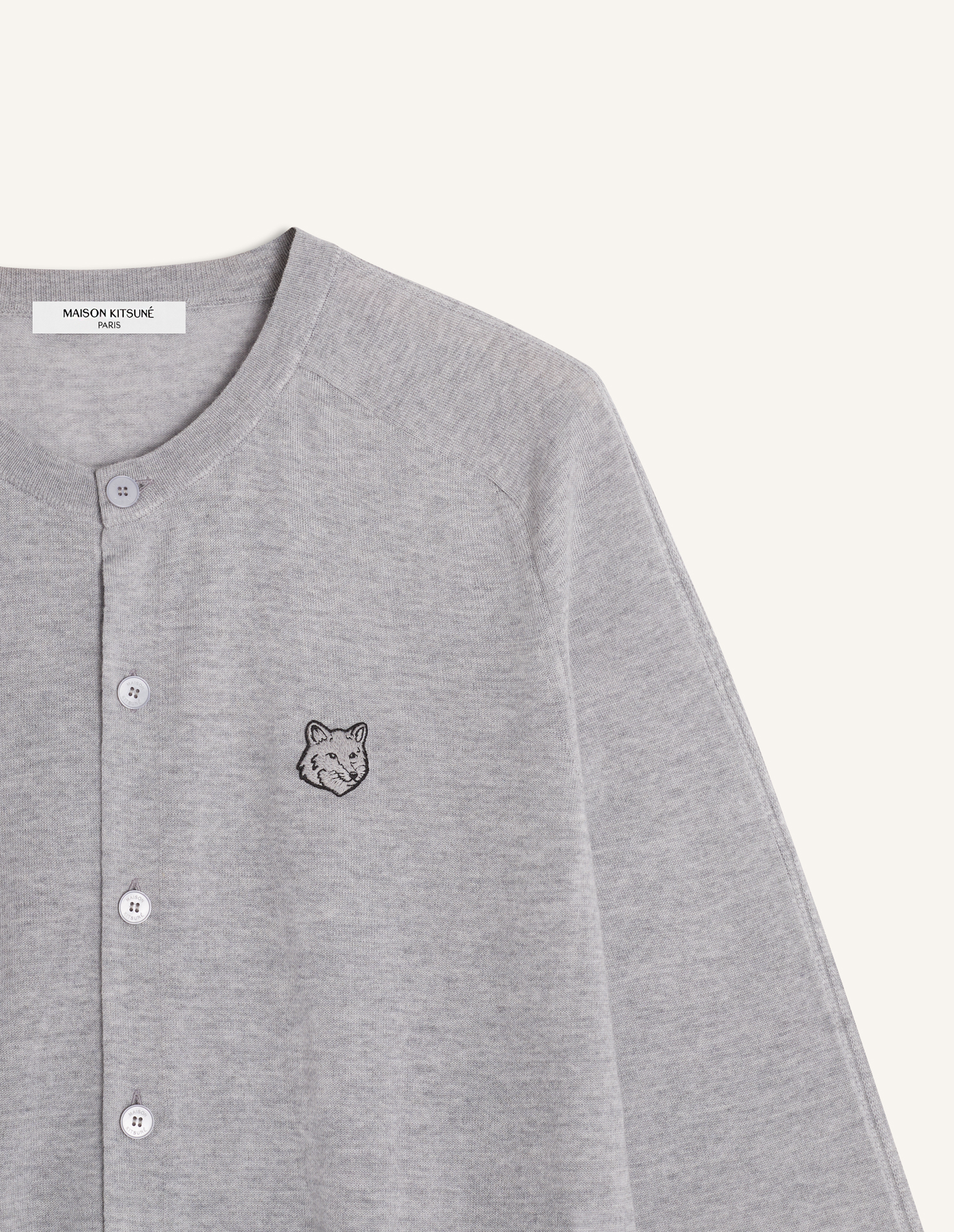 FOX HEAD FINE MERINO CARDIGAN | Maison Kitsuné