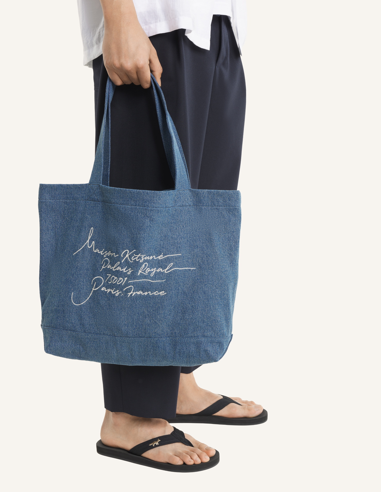 POETIC SCRIPT DENIM TOTE