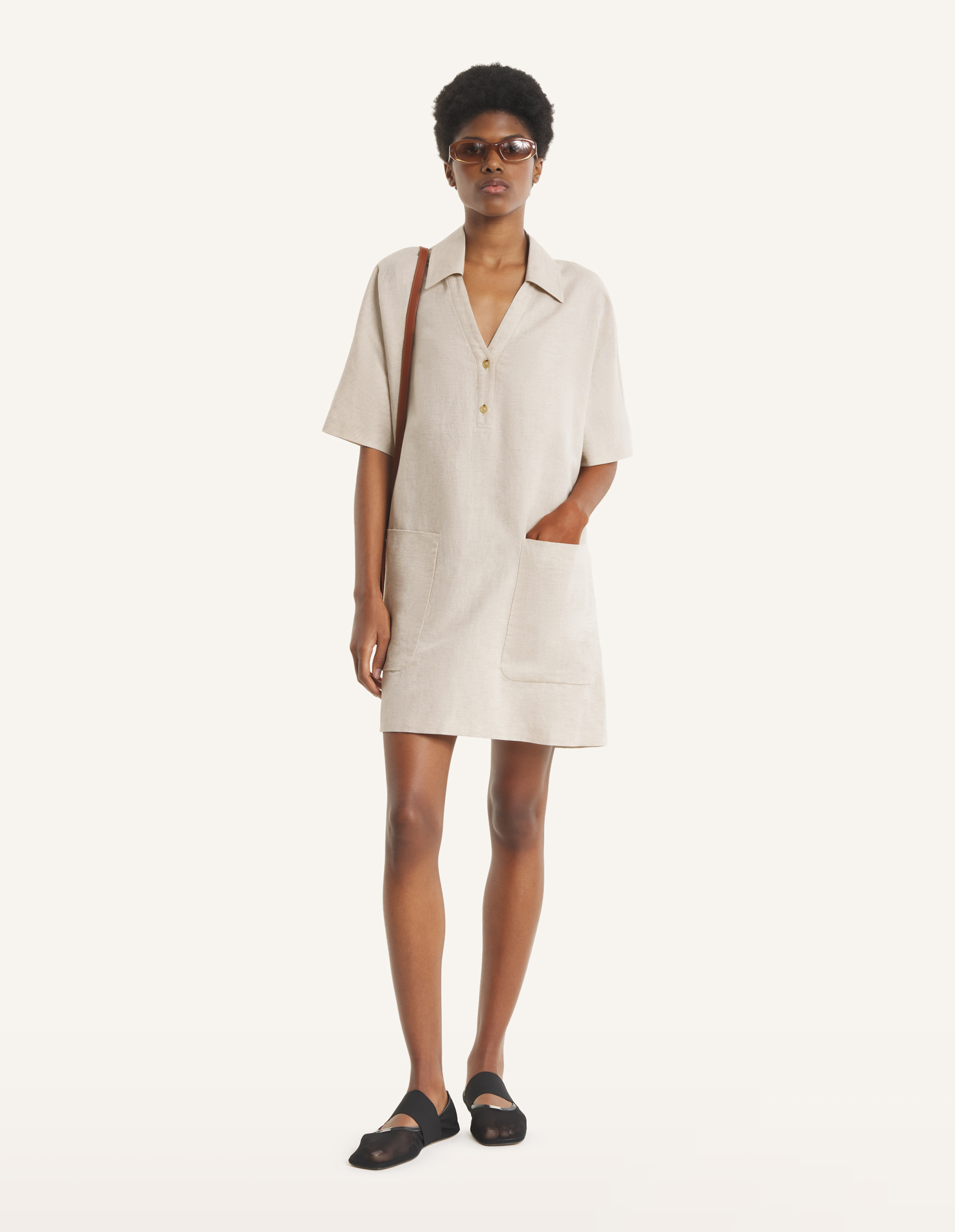 LINEN POLO MINI DRESS