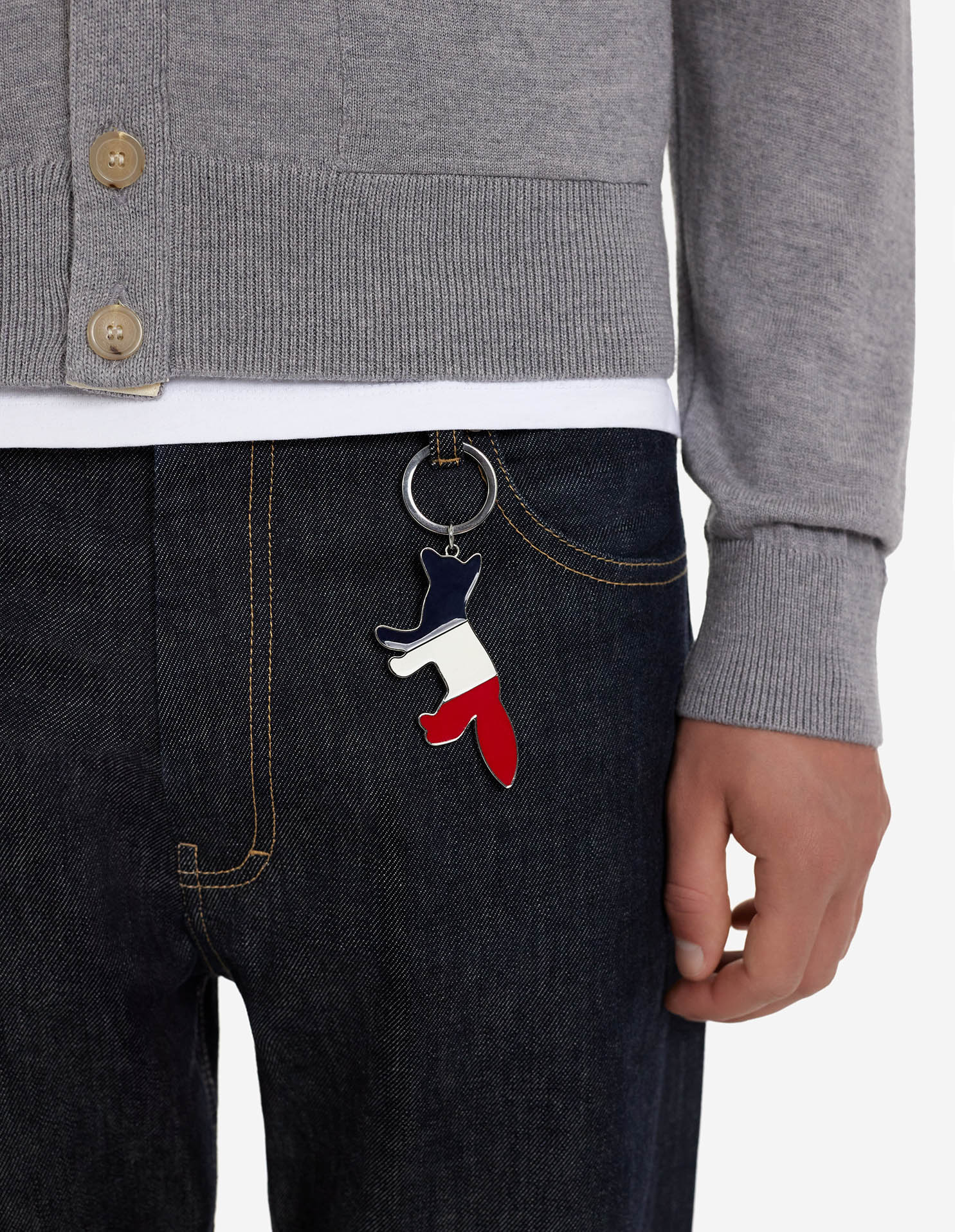 TRICOLOR FOX METAL KEYRING | Maison Kitsuné