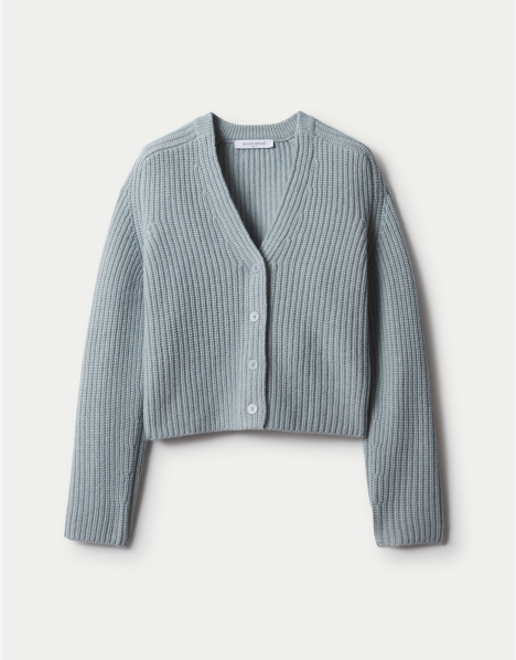 RELIEFED WOOL RIB CARDIGAN | Maison Kitsuné