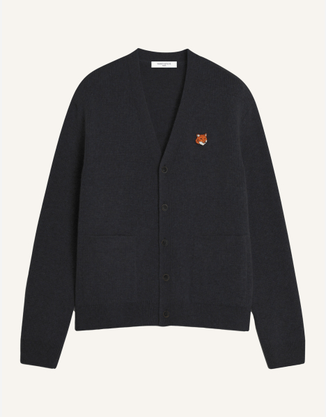 【MAISON KITSUNÉ】ブラック ウール100%カーディガン S MAISON KITSUNE（メゾン キツネ） MAISON KITSUNE Vネック