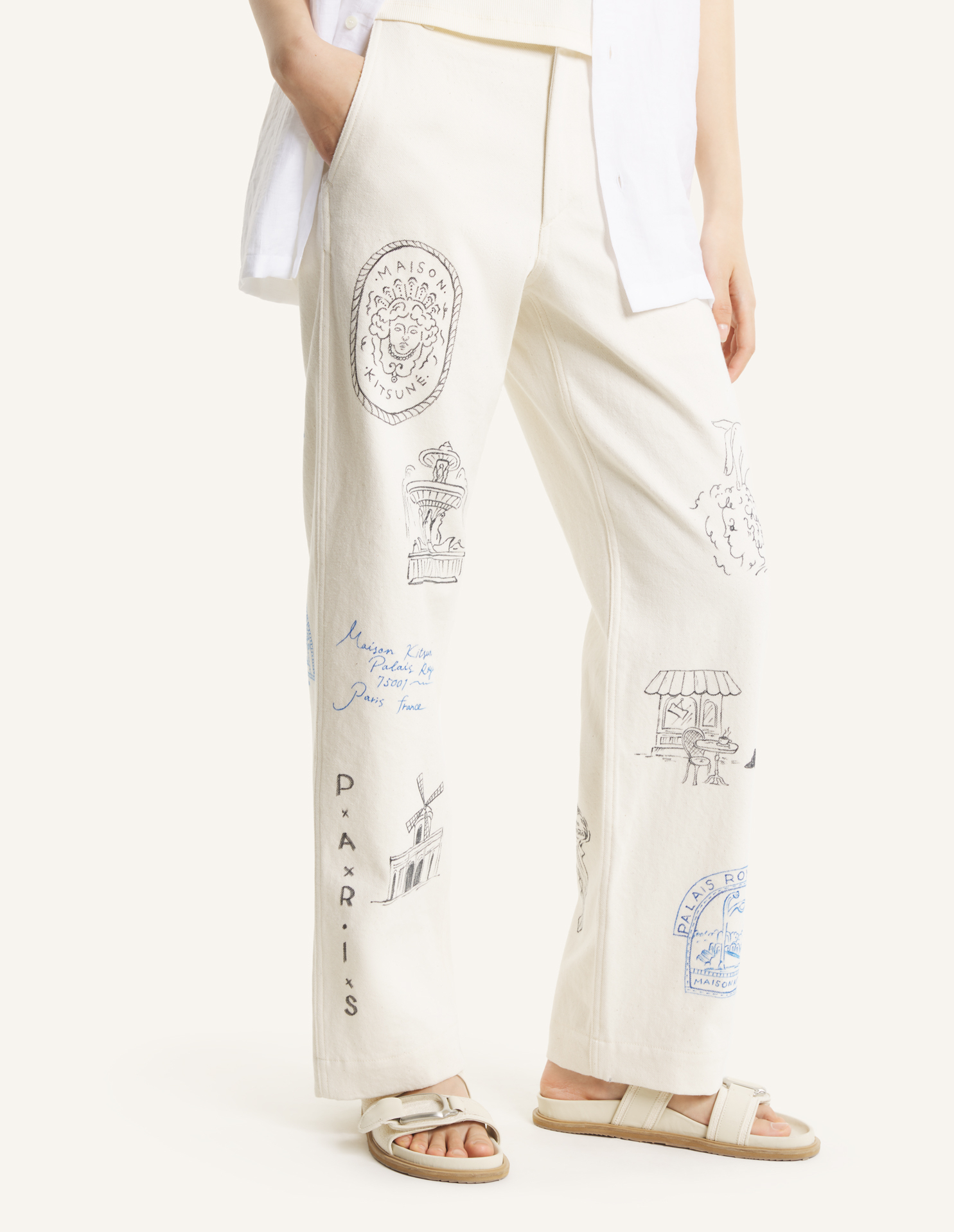 MAISON\u0020KITSUNE\u0020x\u0020KURO\u0020HANDWRITTEN\u0020POSTCARD\u0020TROUSER