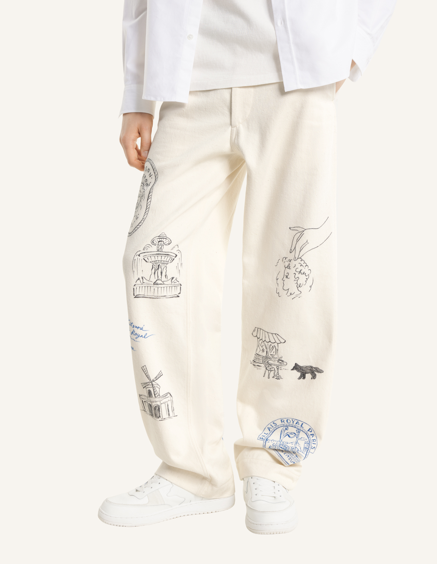 MAISON\u0020KITSUNE\u0020x\u0020KURO\u0020HANDWRITTEN\u0020POSTCARD\u0020TROUSER