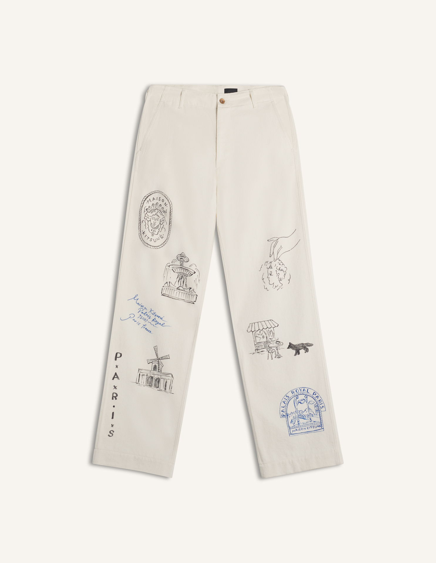 MAISON\u0020KITSUNE\u0020x\u0020KURO\u0020HANDWRITTEN\u0020POSTCARD\u0020TROUSER