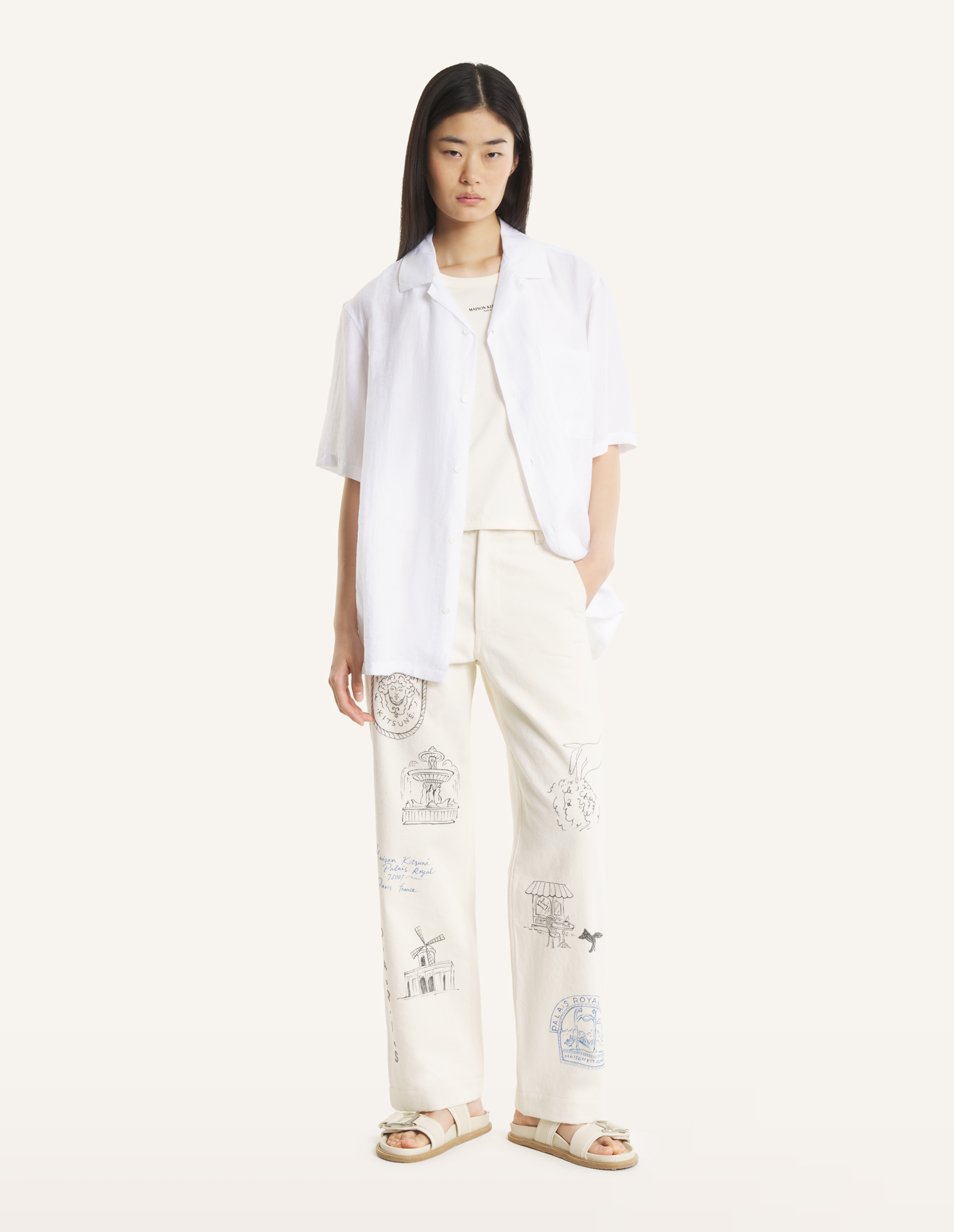 MAISON\u0020KITSUNE\u0020x\u0020KURO\u0020HANDWRITTEN\u0020POSTCARD\u0020TROUSER
