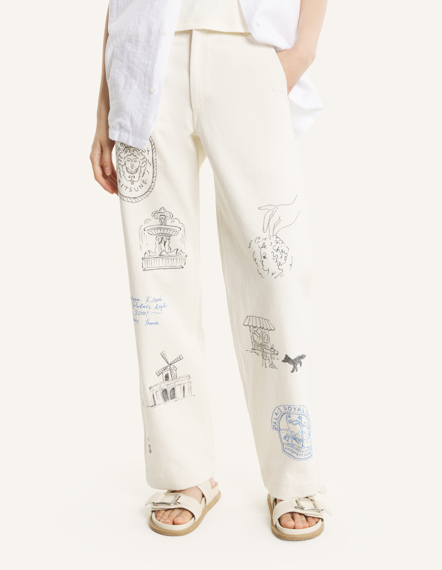 MAISON\u0020KITSUNE\u0020x\u0020KURO\u0020HANDWRITTEN\u0020POSTCARD\u0020TROUSER