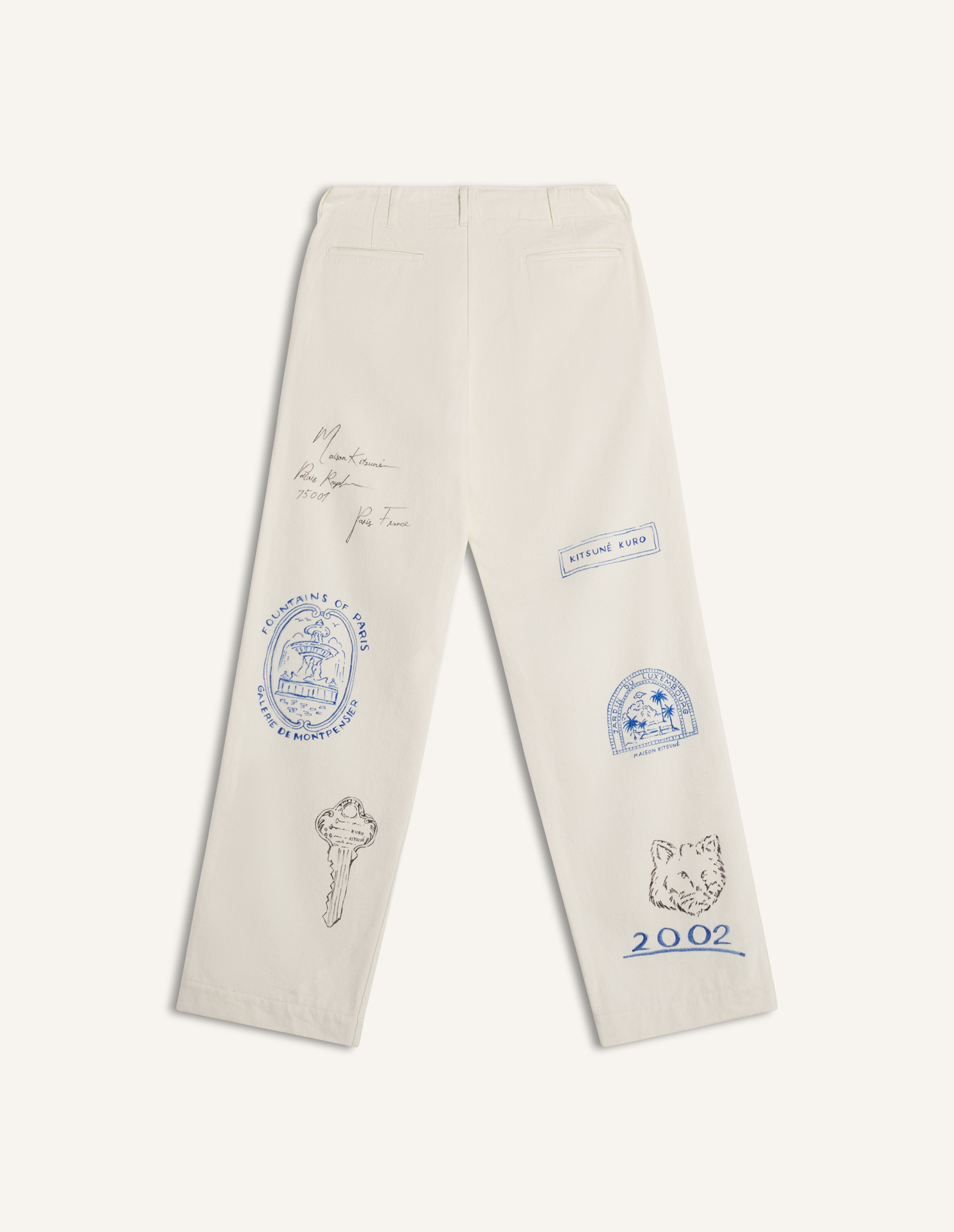 MAISON\u0020KITSUNE\u0020x\u0020KURO\u0020HANDWRITTEN\u0020POSTCARD\u0020TROUSER