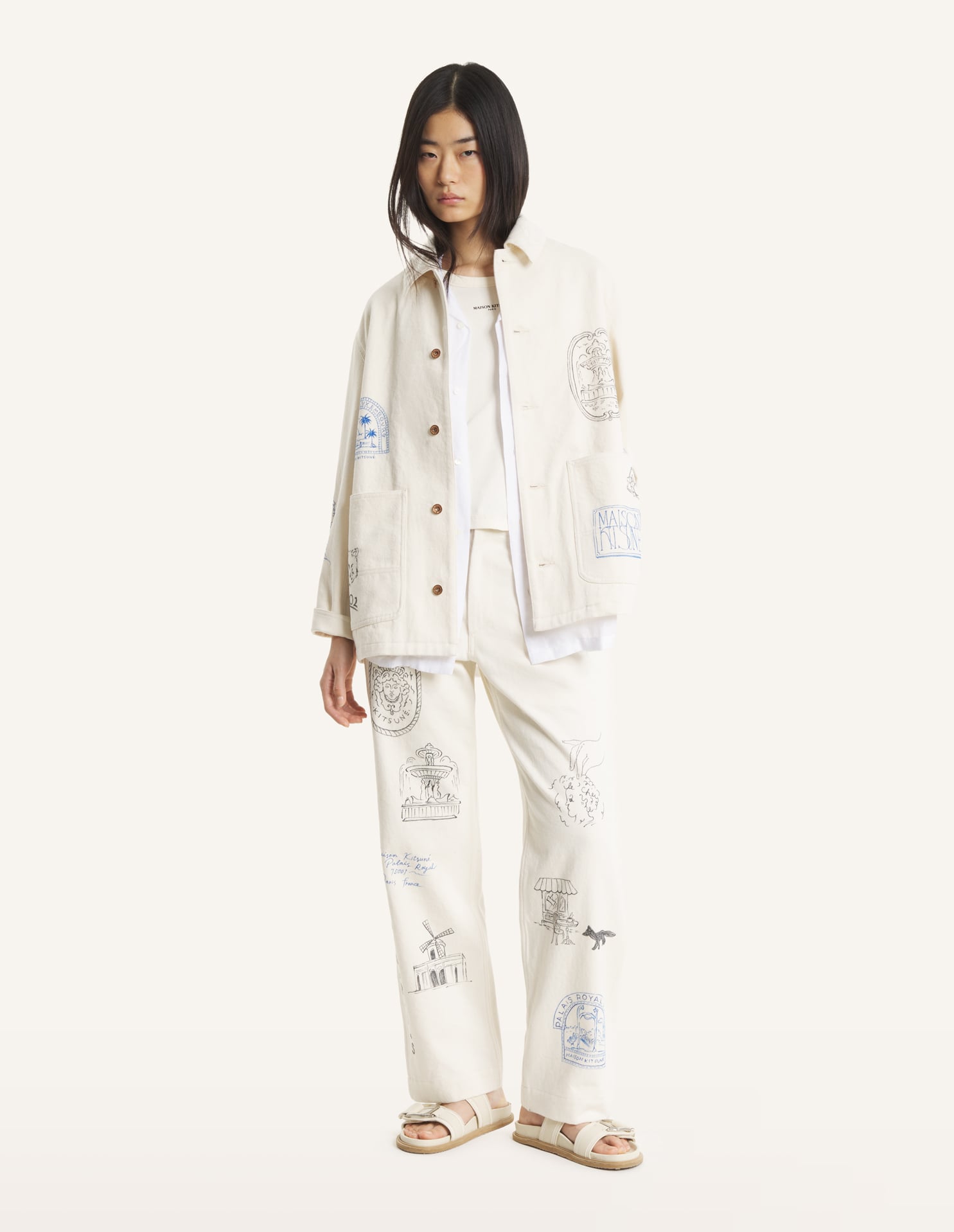 MAISON\u0020KITSUNE\u0020x\u0020KURO\u0020HANDWRITTEN\u0020POSTCARD\u0020WORK\u0020JACKET