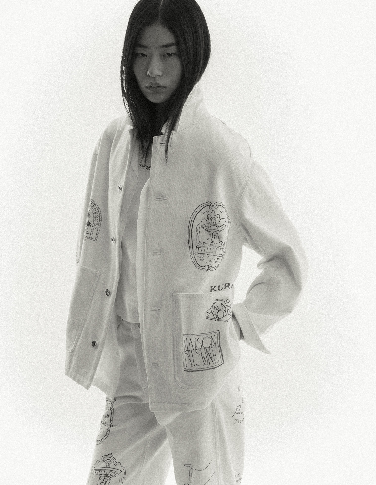 MAISON\u0020KITSUNE\u0020x\u0020KURO\u0020HANDWRITTEN\u0020POSTCARD\u0020WORK\u0020JACKET