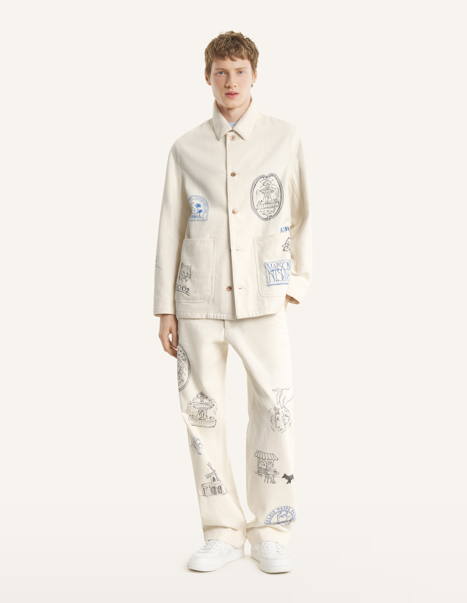 MAISON\u0020KITSUNE\u0020x\u0020KURO\u0020HANDWRITTEN\u0020POSTCARD\u0020WORK\u0020JACKET