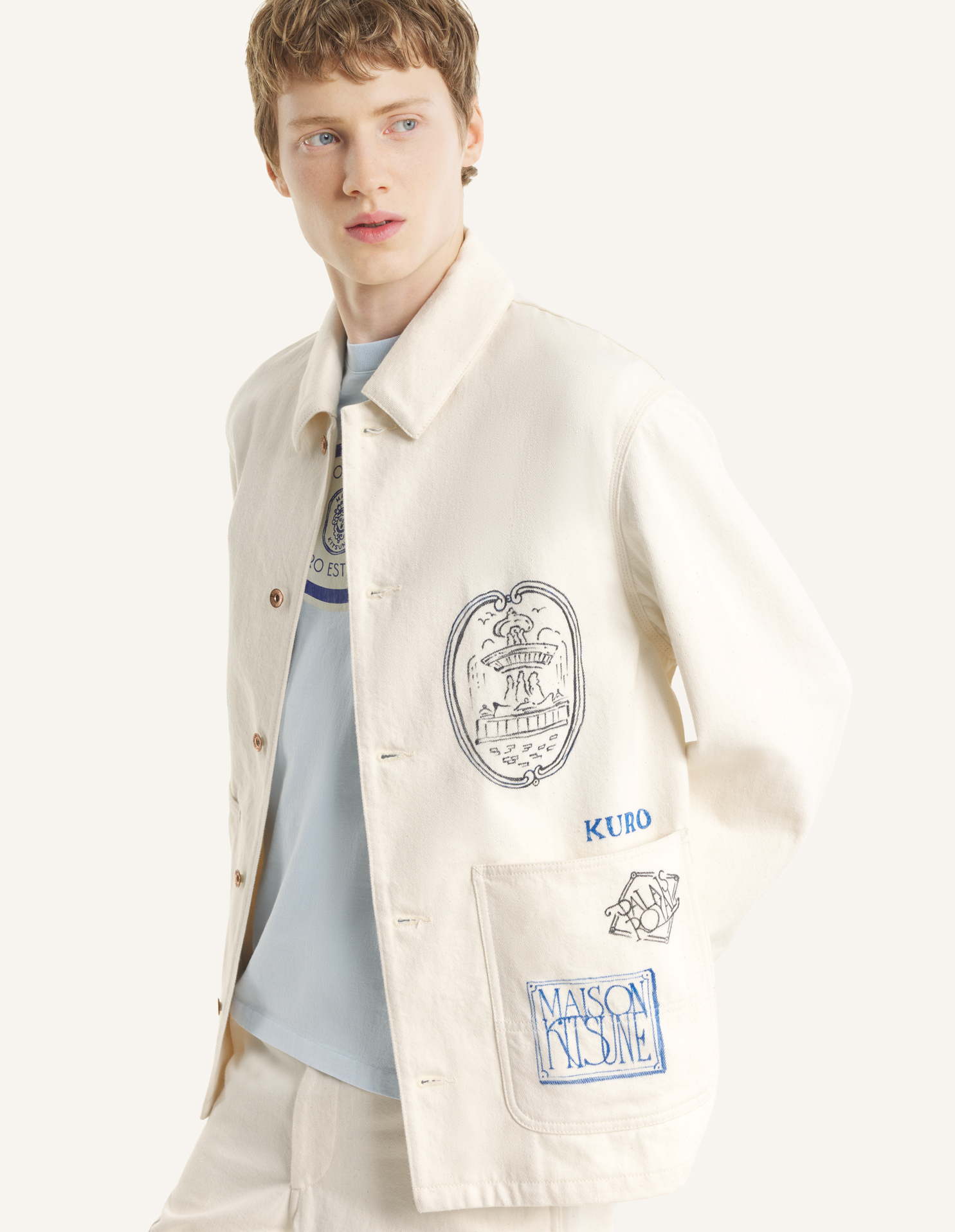 MAISON\u0020KITSUNE\u0020x\u0020KURO\u0020HANDWRITTEN\u0020POSTCARD\u0020WORK\u0020JACKET