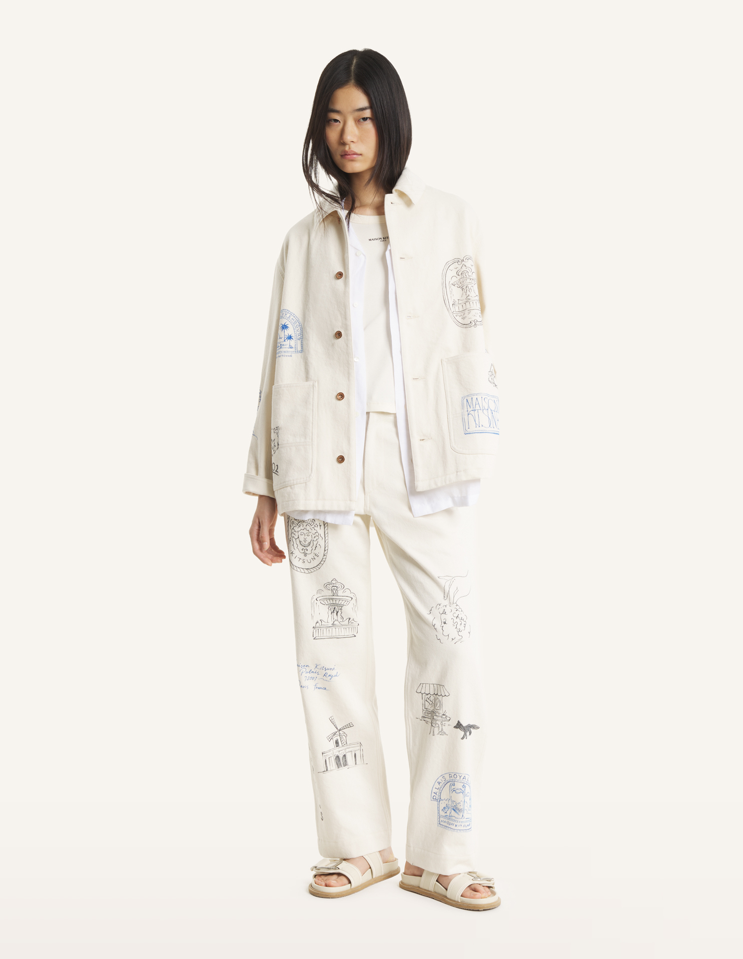 MAISON\u0020KITSUNE\u0020x\u0020KURO\u0020HANDWRITTEN\u0020POSTCARD\u0020WORK\u0020JACKET