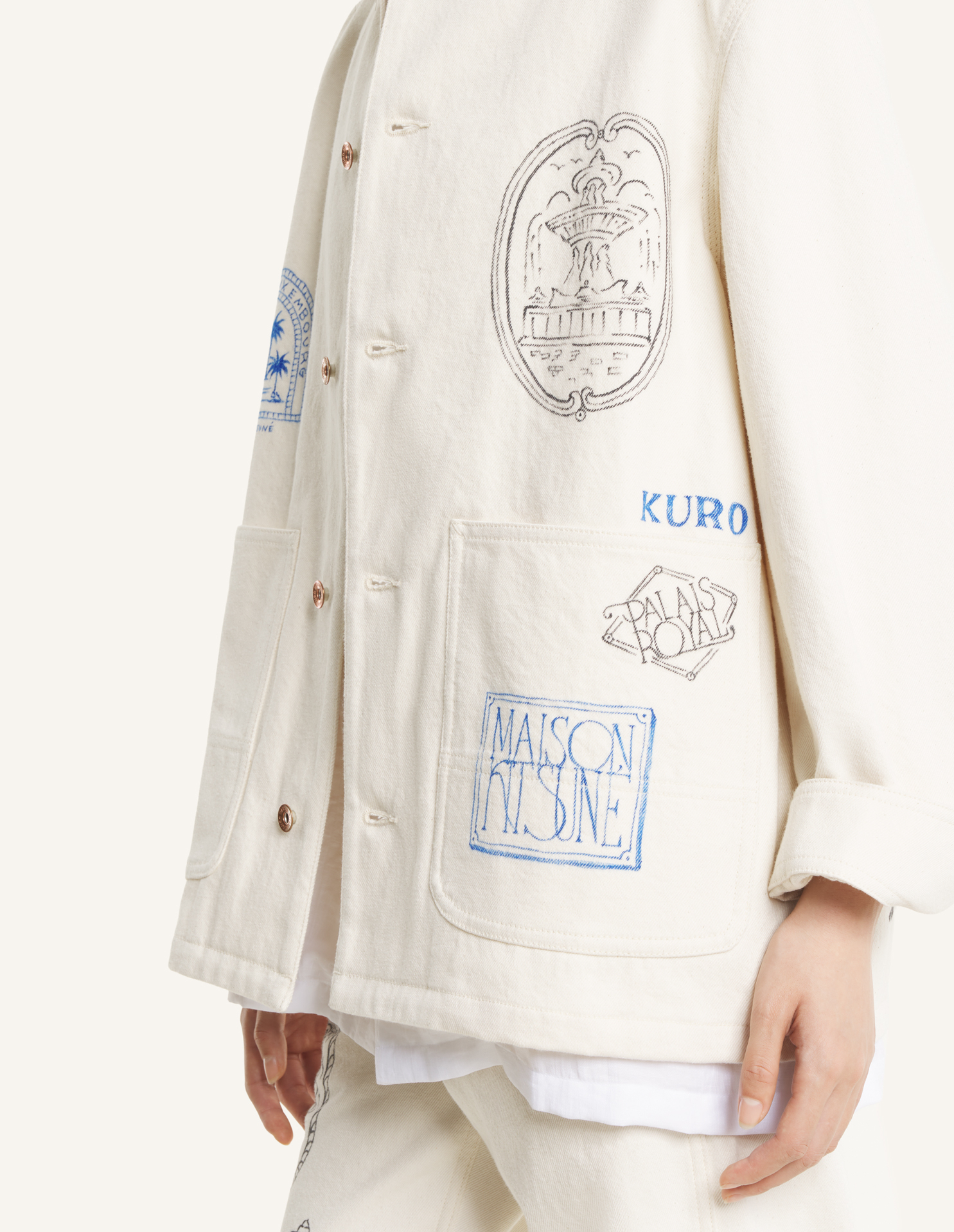 MAISON\u0020KITSUNE\u0020x\u0020KURO\u0020HANDWRITTEN\u0020POSTCARD\u0020WORK\u0020JACKET