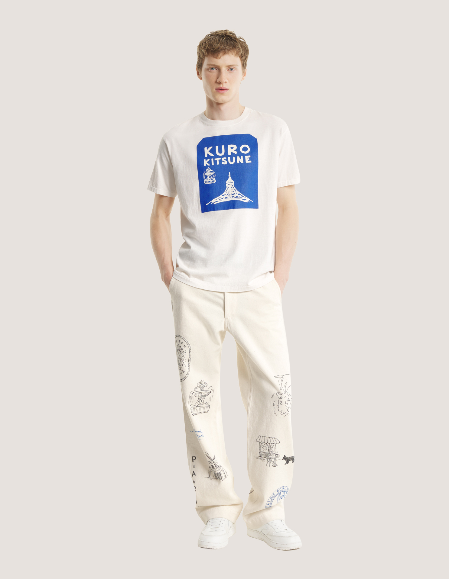 MAISON KITSUNE x KURO TOKYO-PARIS CROSSROADS VINTAGE WASH TEE - 7