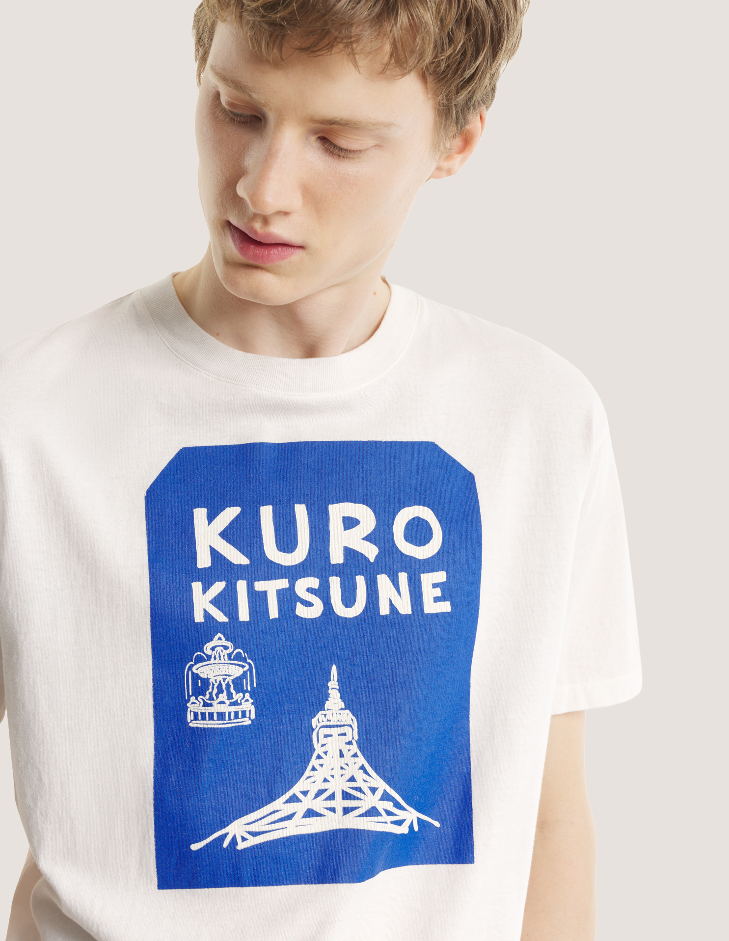 MAISON KITSUNE x KURO TOKYO-PARIS CROSSROADS VINTAGE WASH TEE - 9