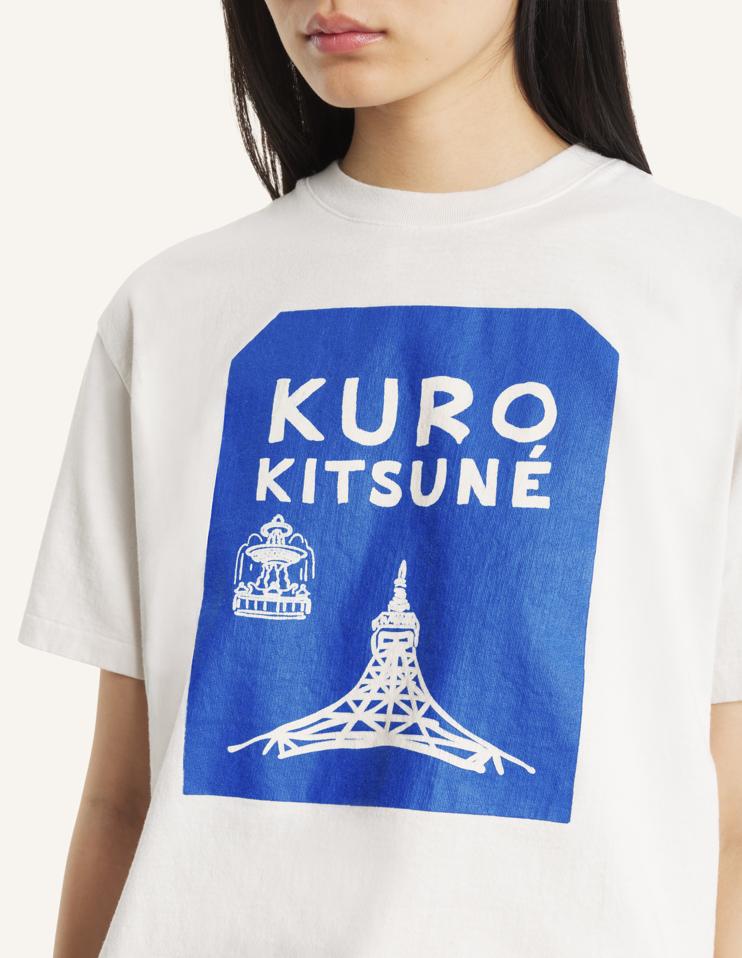 MAISON\u0020KITSUNE\u0020x\u0020KURO\u0020TOKYO\u002DPARIS\u0020CROSSROADS\u0020VINTAGE\u0020WASH\u0020TEE