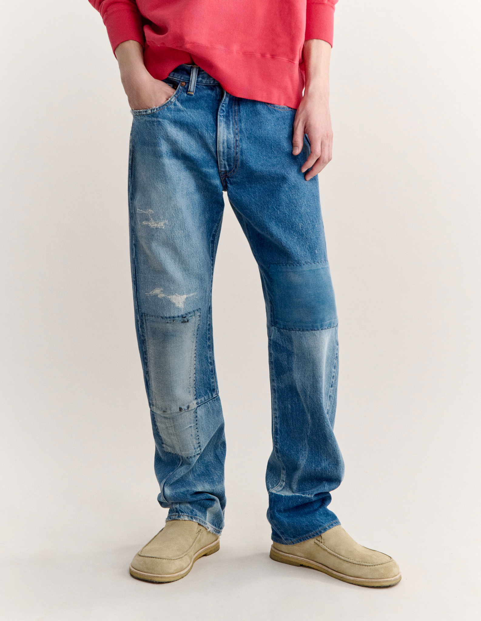 MAISON KITSUNE X KURO PATCHWORK DENIM PANTS - 5