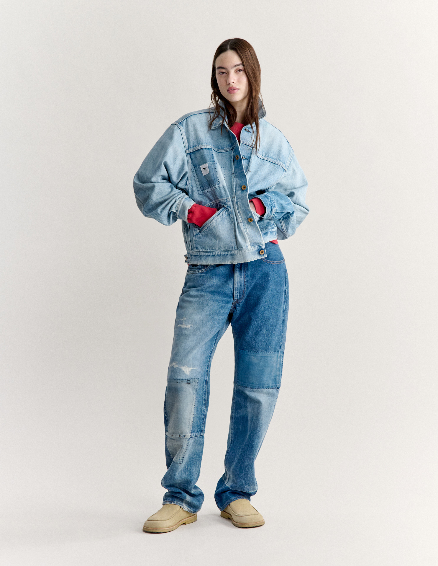 MAISON KITSUNE X KURO PATCHWORK DENIM JACKET - 7