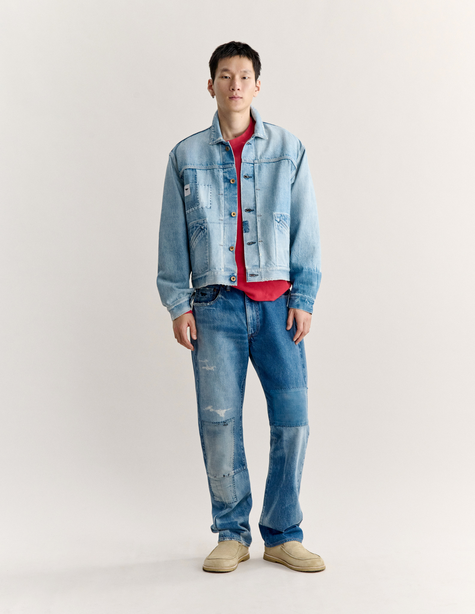 MAISON KITSUNE X KURO PATCHWORK DENIM JACKET - 6