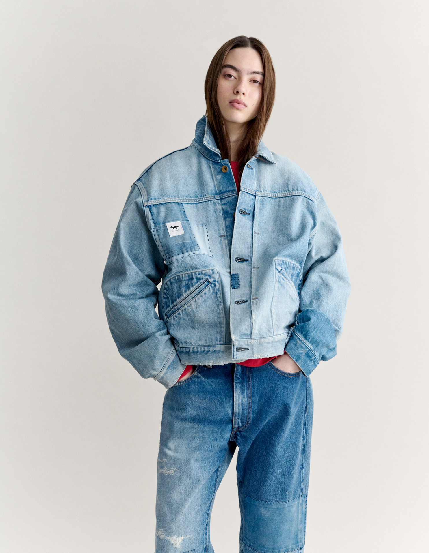MAISON KITSUNE X KURO PATCHWORK DENIM JACKET - 4