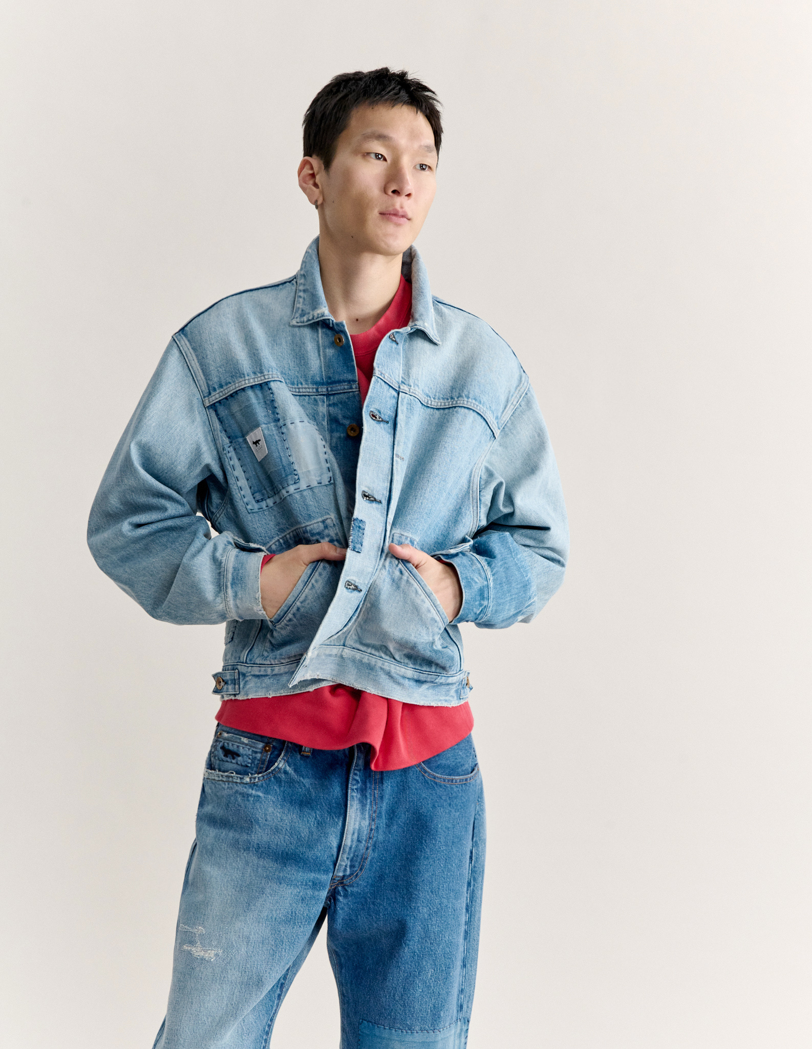 MAISON KITSUNE X KURO PATCHWORK DENIM JACKET - 5