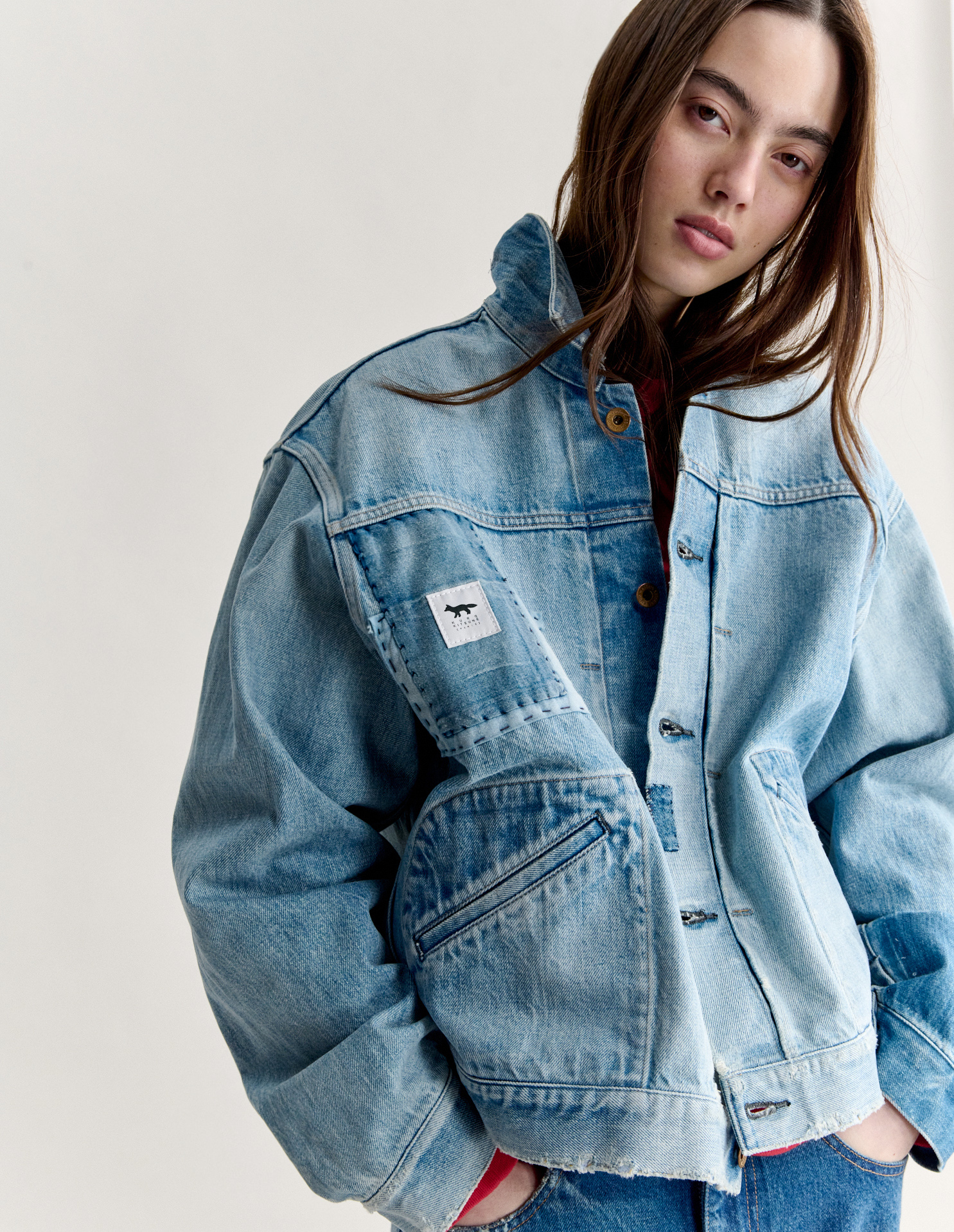 MAISON KITSUNE X KURO PATCHWORK DENIM JACKET - 11
