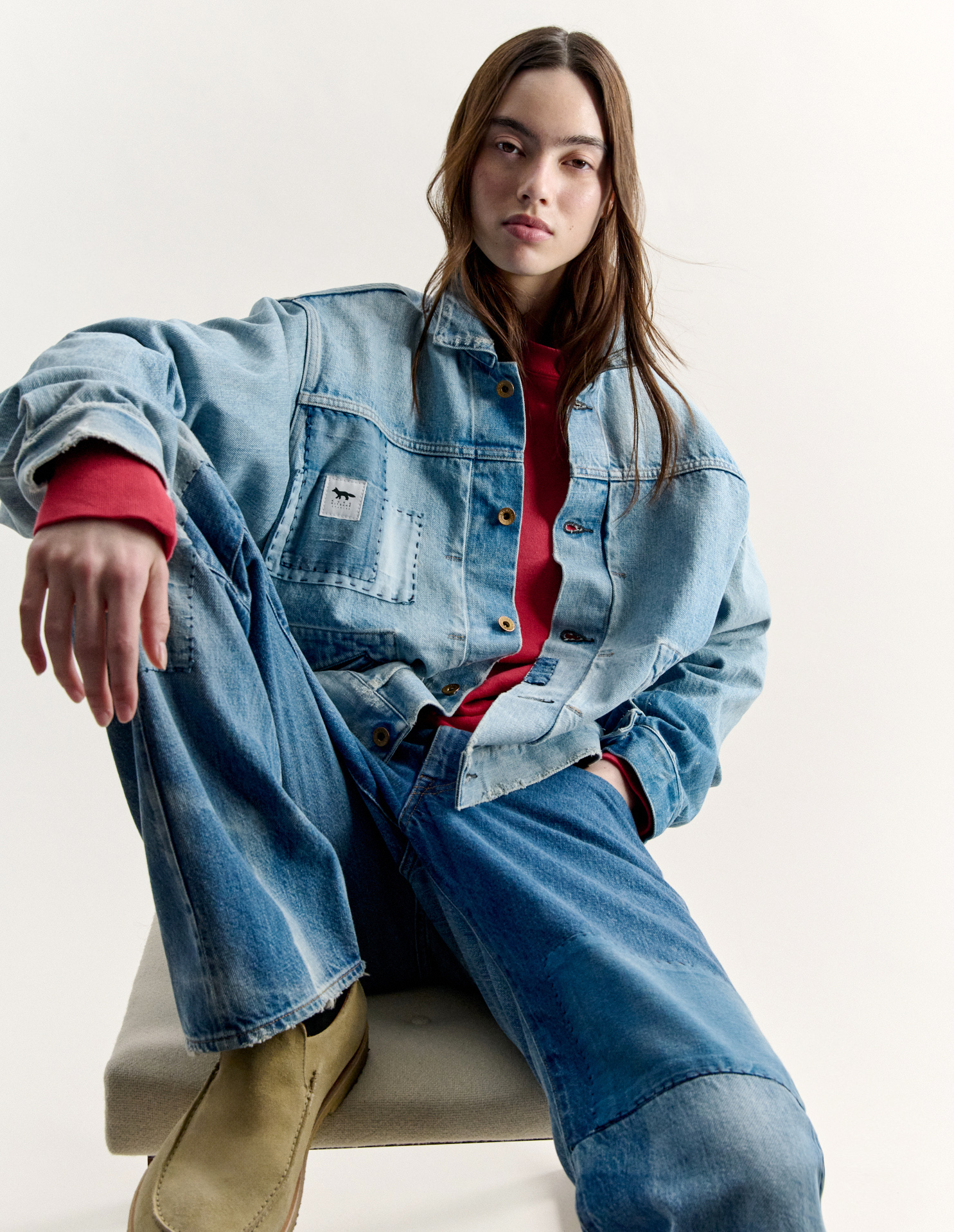MAISON KITSUNE X KURO PATCHWORK DENIM JACKET - 13
