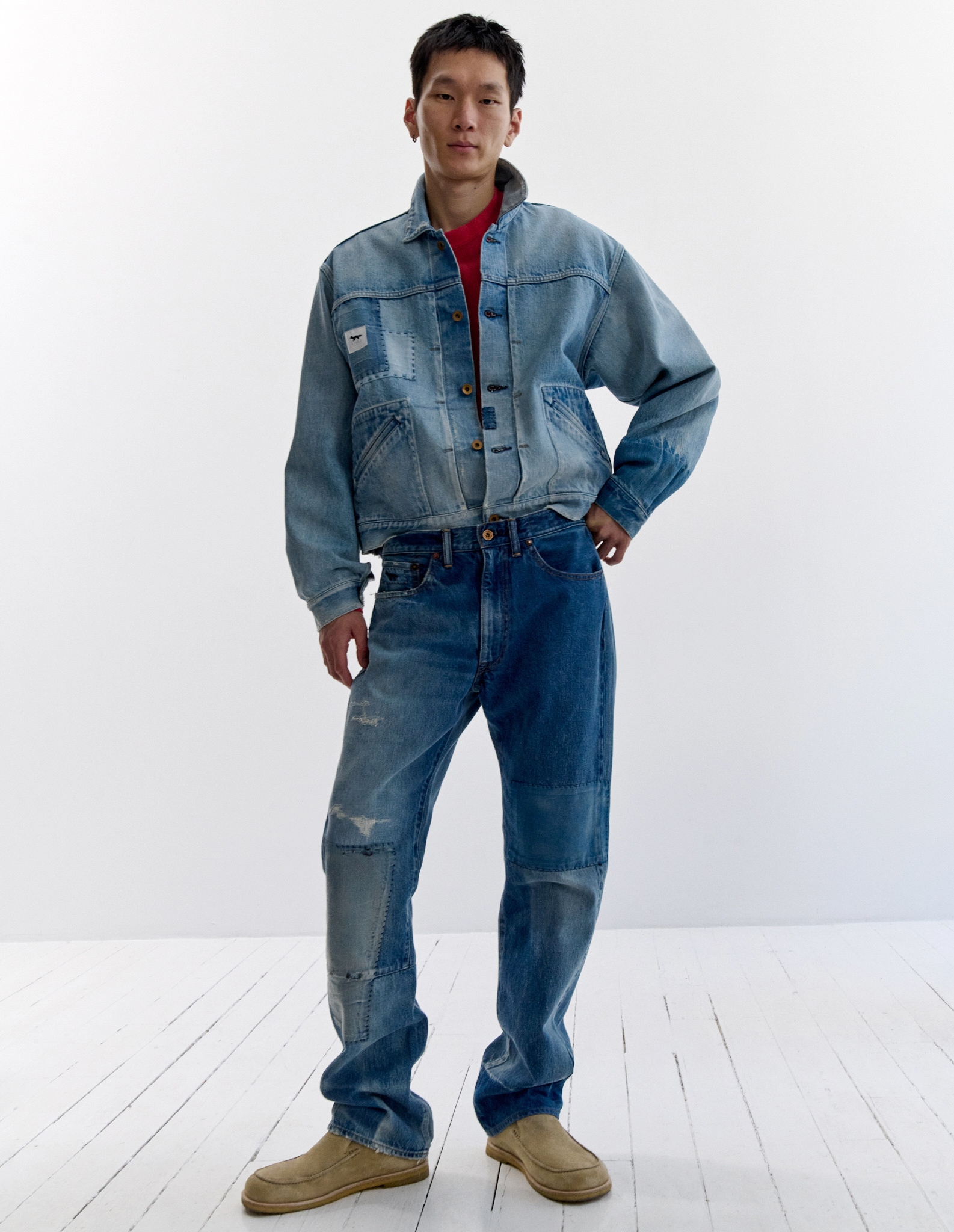 MAISON KITSUNE X KURO PATCHWORK DENIM JACKET - 15
