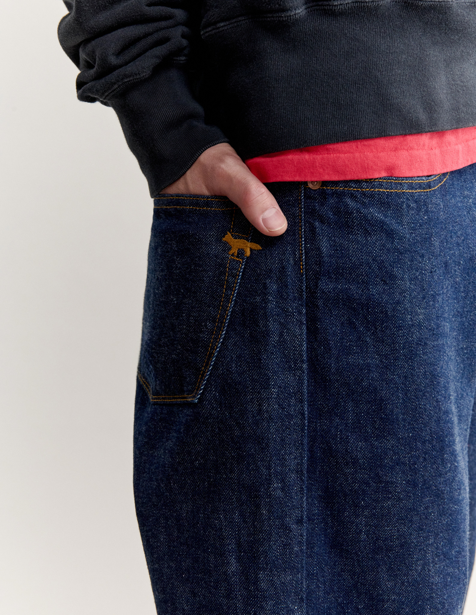 MAISON KITSUNE X KURO SELVEDGE DENIM PANTS - 7