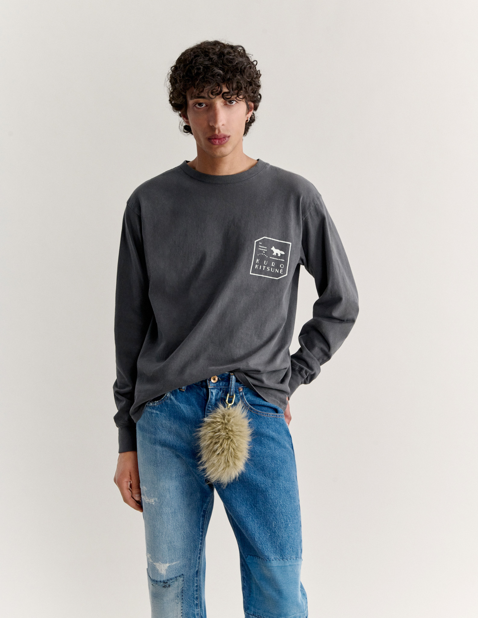 MK × KURO フェード ブラック ロングスリーブ Tシャツ - 3