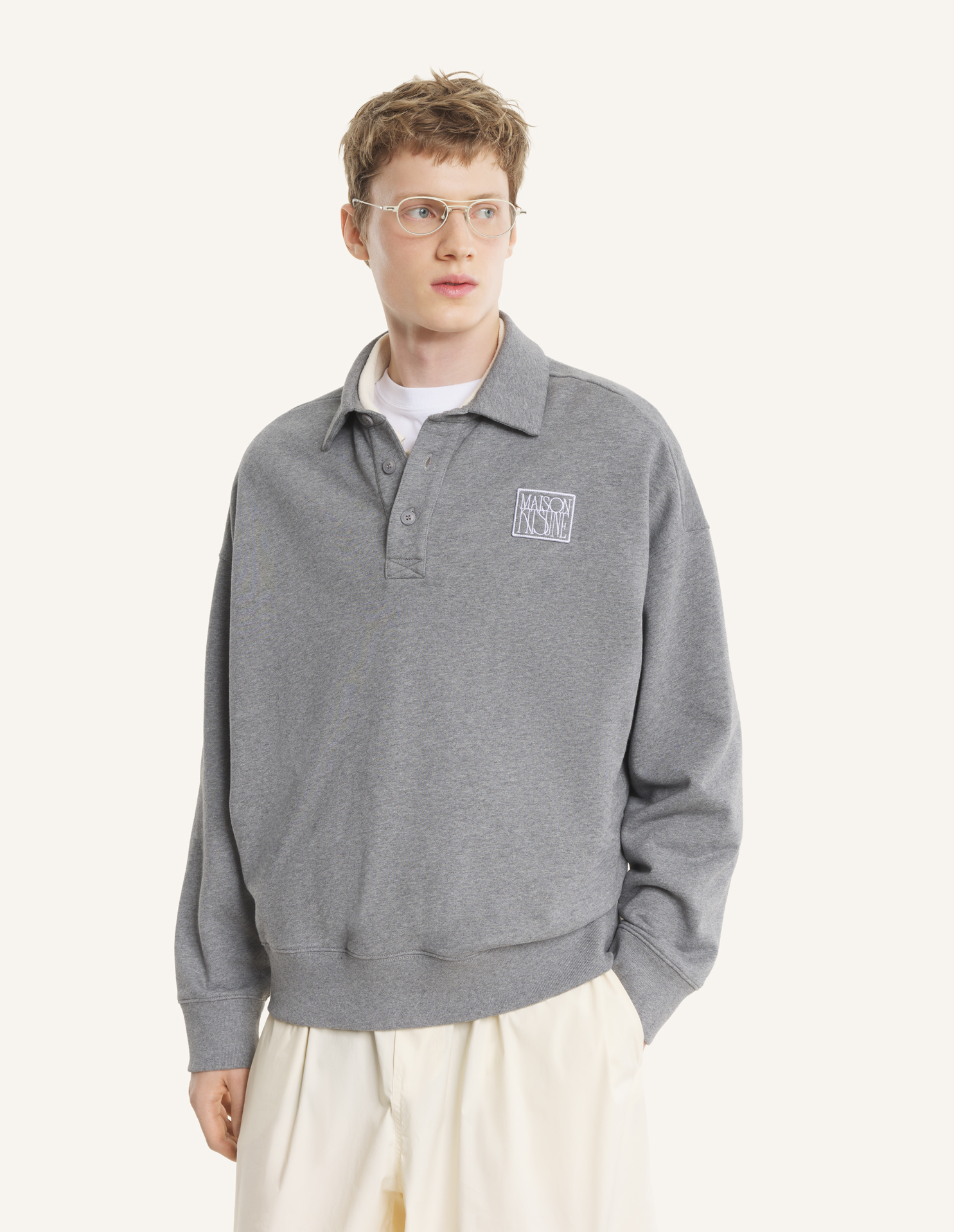MAISON KITSUNE STAMP OVERSIZE POLO SWEASHIRT | Maison Kitsuné