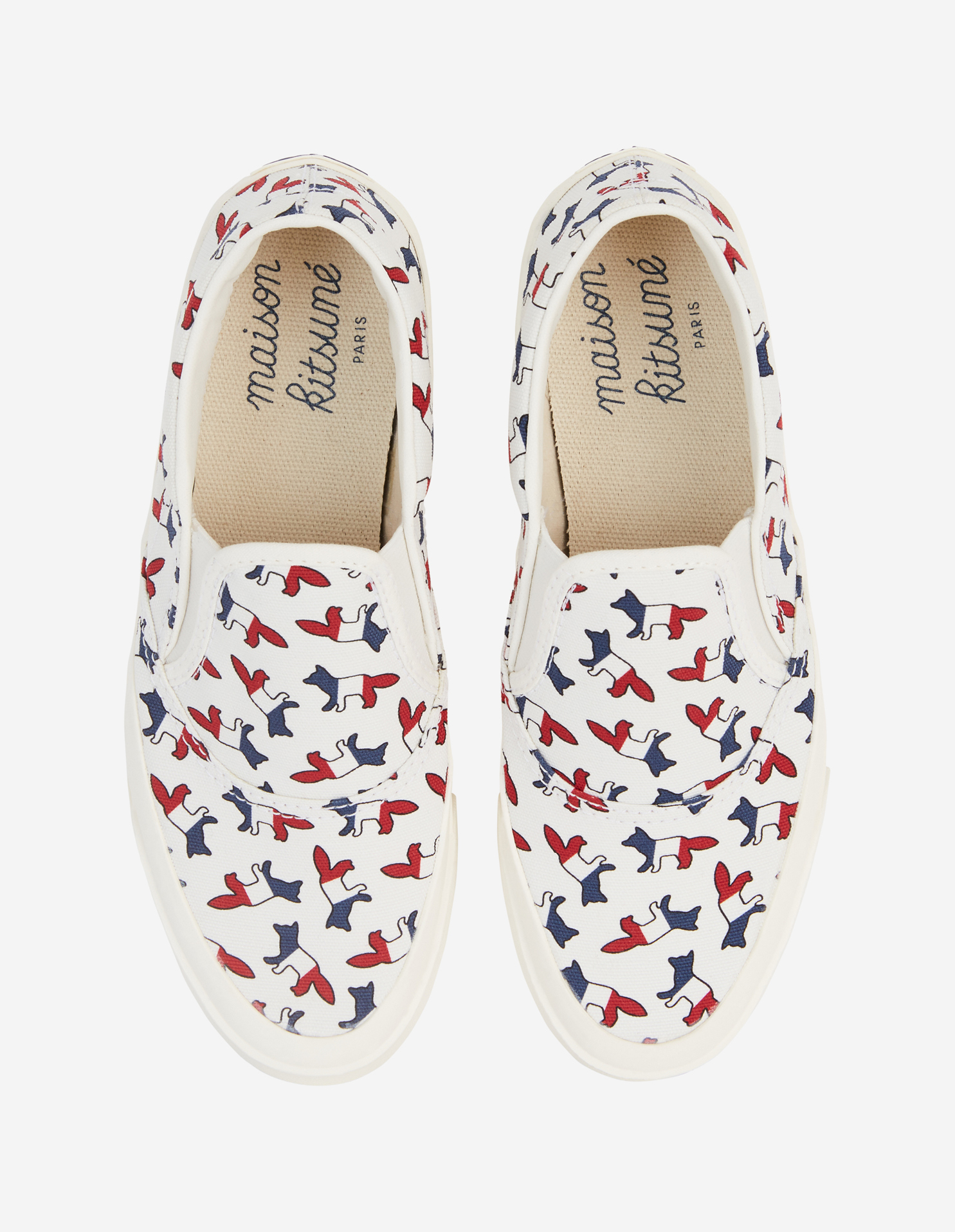 ALL-OVER TRICOLOR FOX SLIP-ON SNEAKERS 