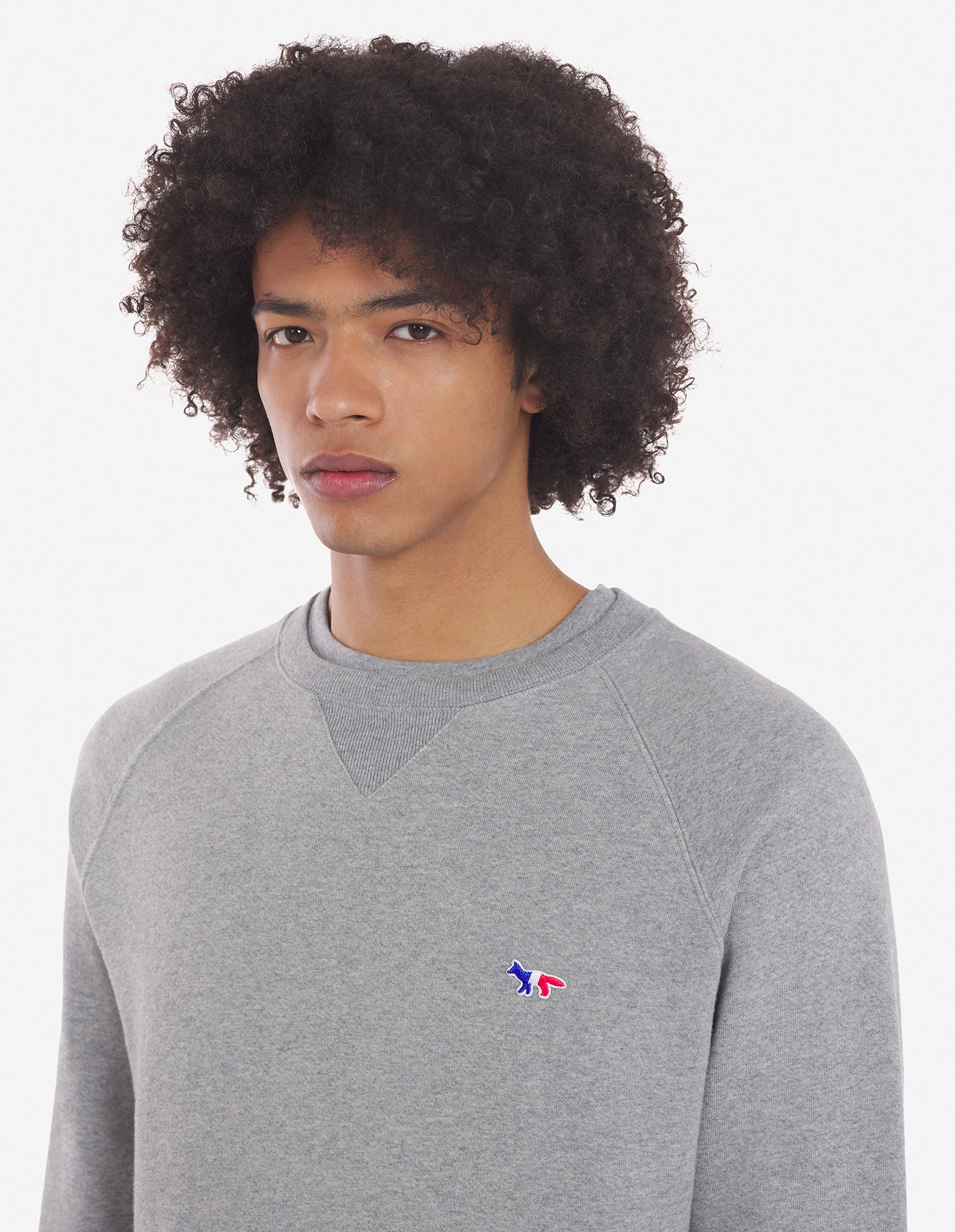 Maison kitsune tricolor fox patch sale sweatshirt