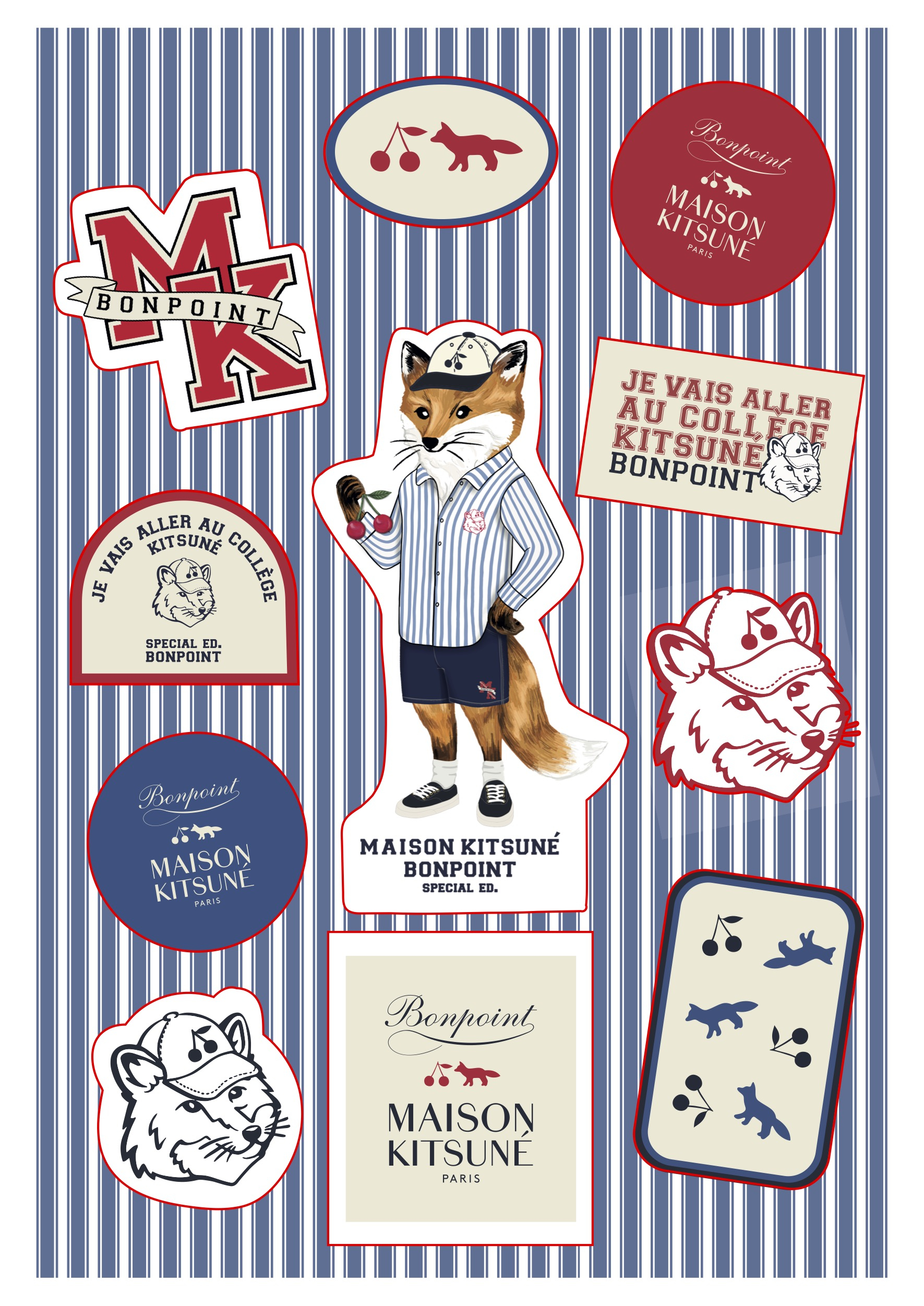 MAISON\u0020KITSUNE\u0020X\u0020BONPOINT\u0020GWP\u0020STICKERS