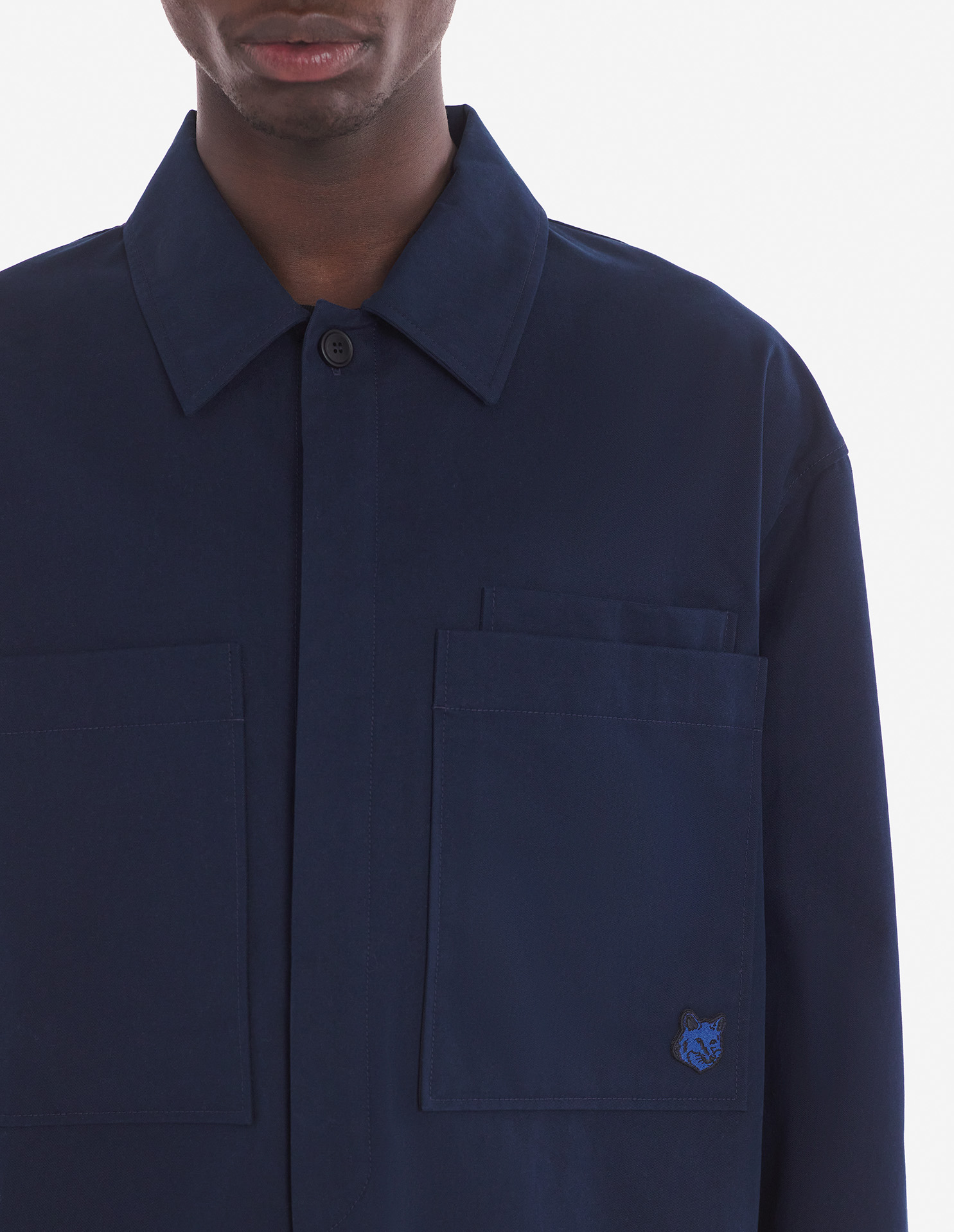 OVERSHIRT WITH BOLD FOX HEAD PATCH IN COTTON GABARDINE | Maison