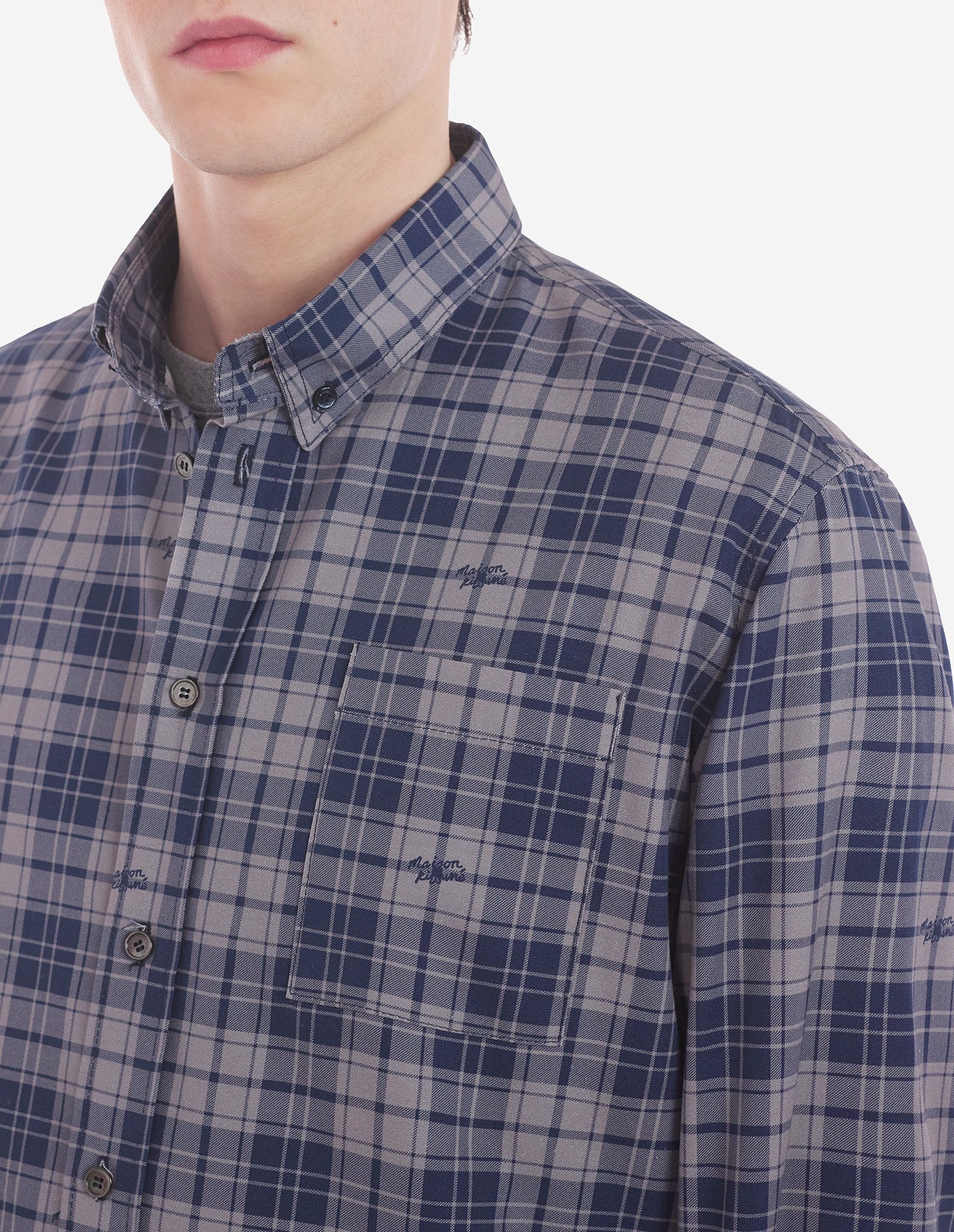 BD CASUAL SHIRT WITH CHEST POCKET IN CHECKED COTTON POPLIN