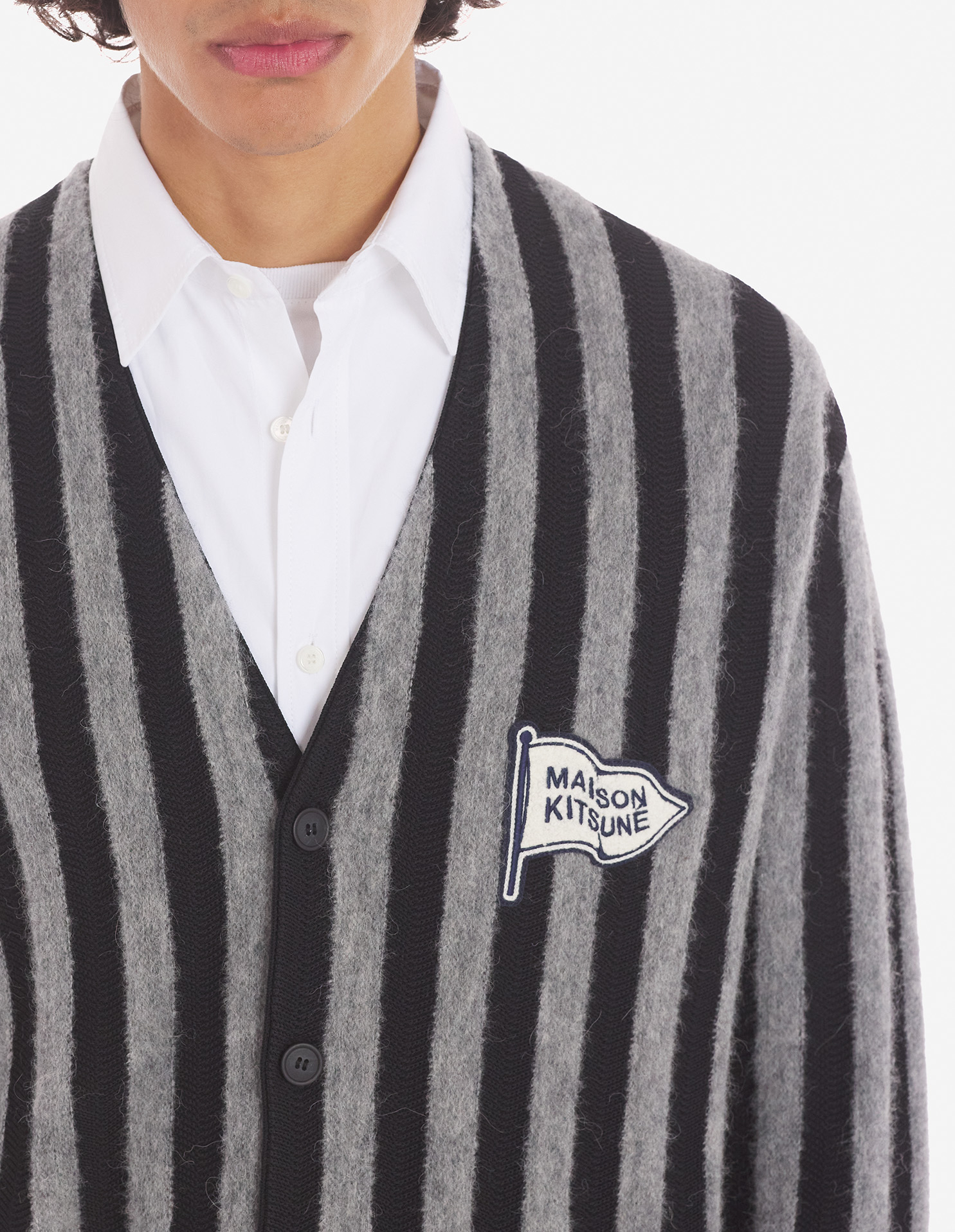 STRIPED COMFORT CARDIGAN | Maison Kitsuné