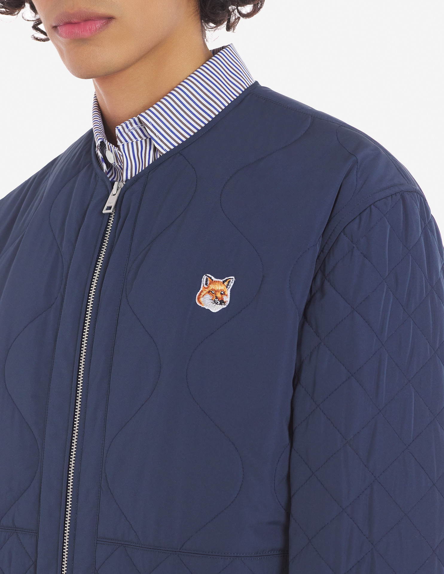 QUILTED BLOUSON IN NYLON WITH INSTITUTIONAL FOX HE | Maison Kitsuné