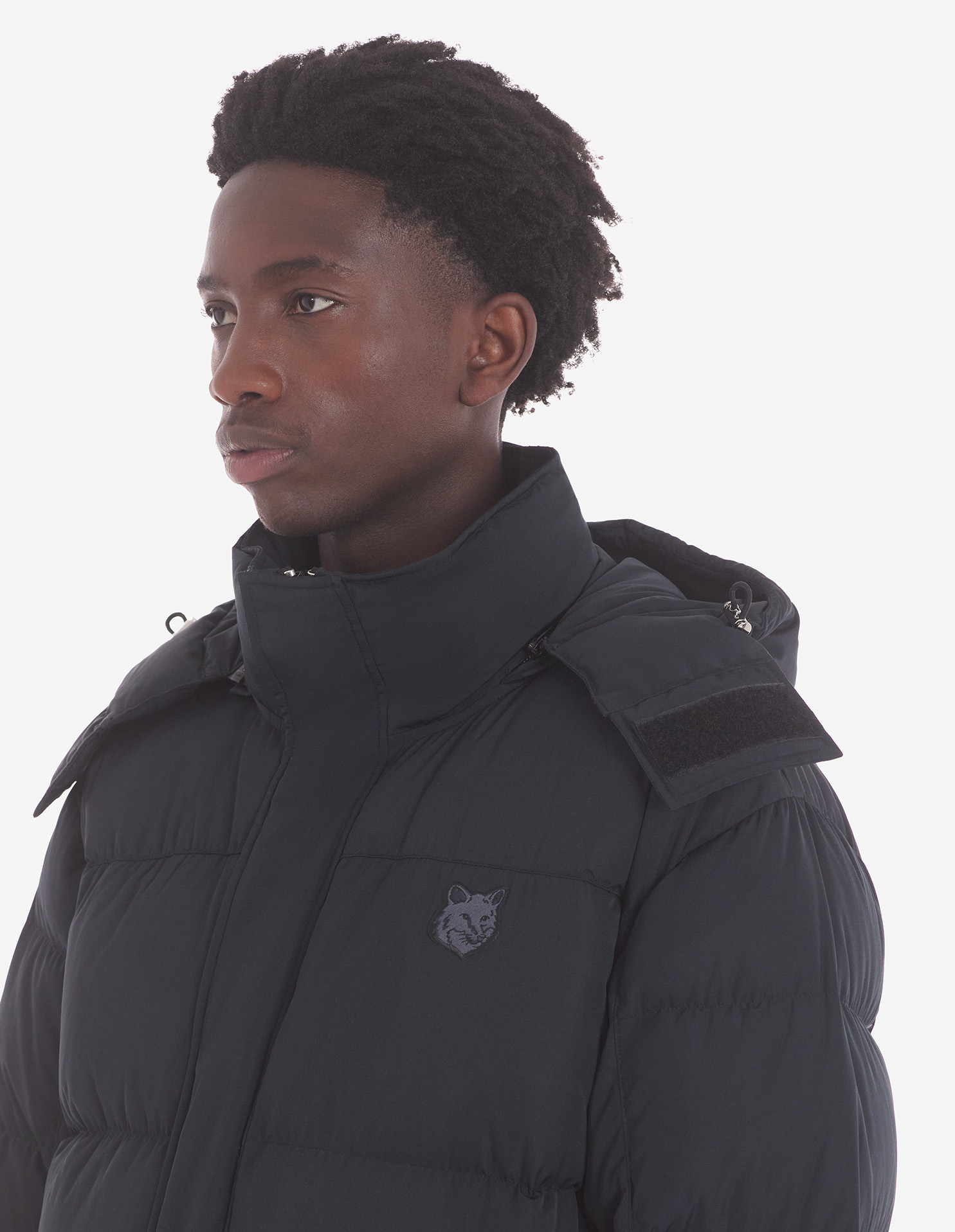 HODDED PADDED PARKA IN NYLON WITH BOLD FOX HEAD PATCH-