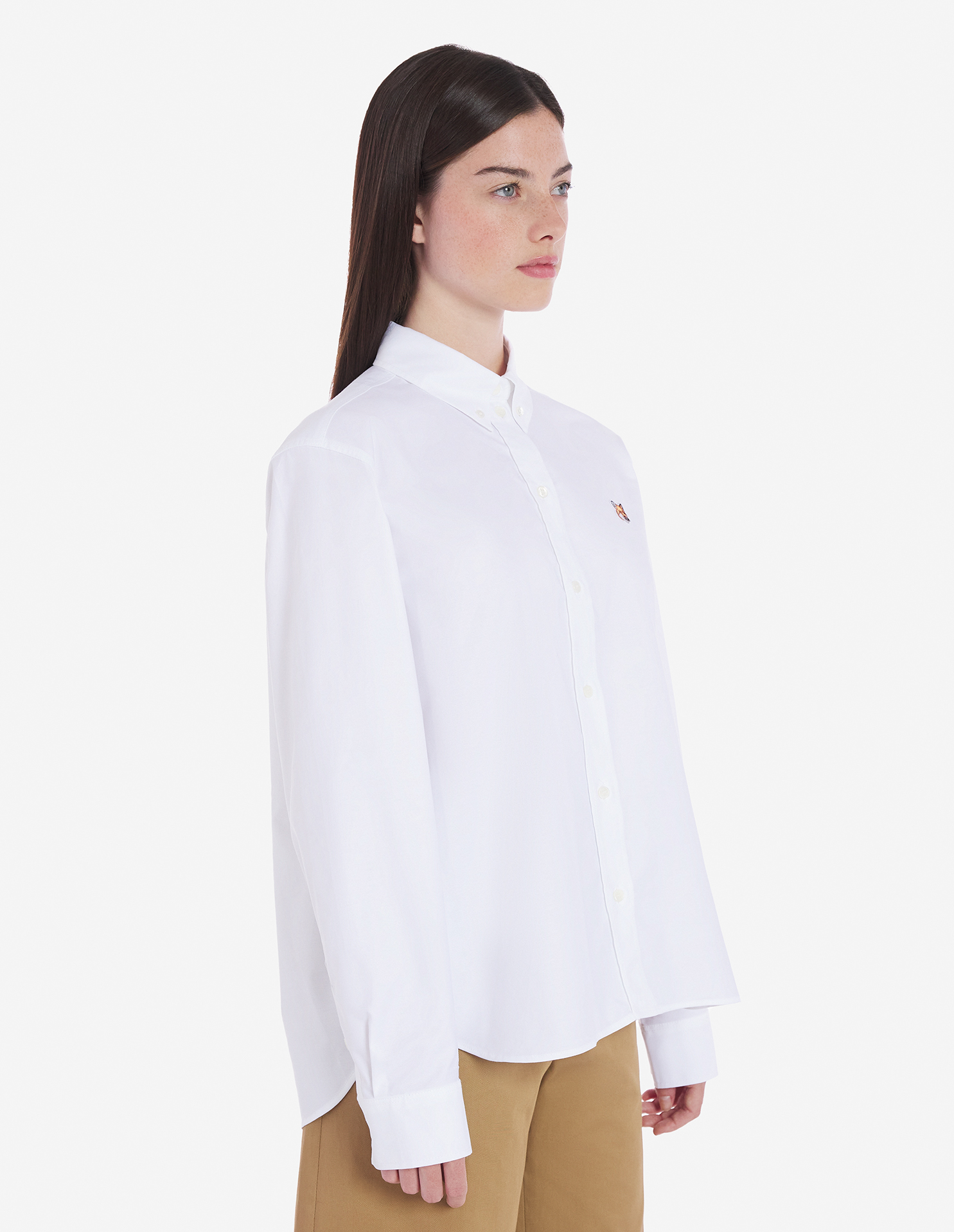BUTTON-DOWN CLASSIC SHIRT WITH INSTITUTIONAL FOX HEAD PATCH IN
