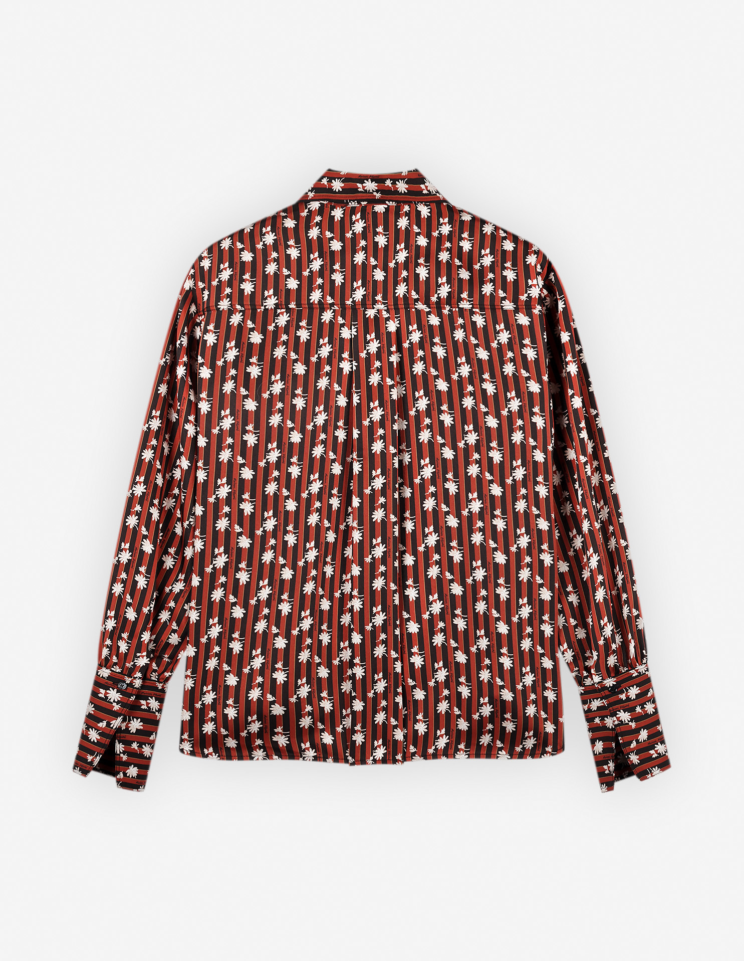 BOXY SHIRT WITH CONCEALED PLACKET IN FLORAL STRIPE PRINTED