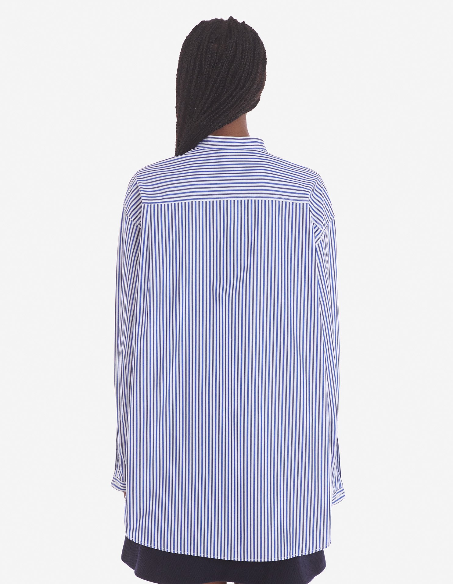 OVERSIZE SHIRT IN STRIPED COTTON WITH LOGO HANDWRITING EMBROIDERY-