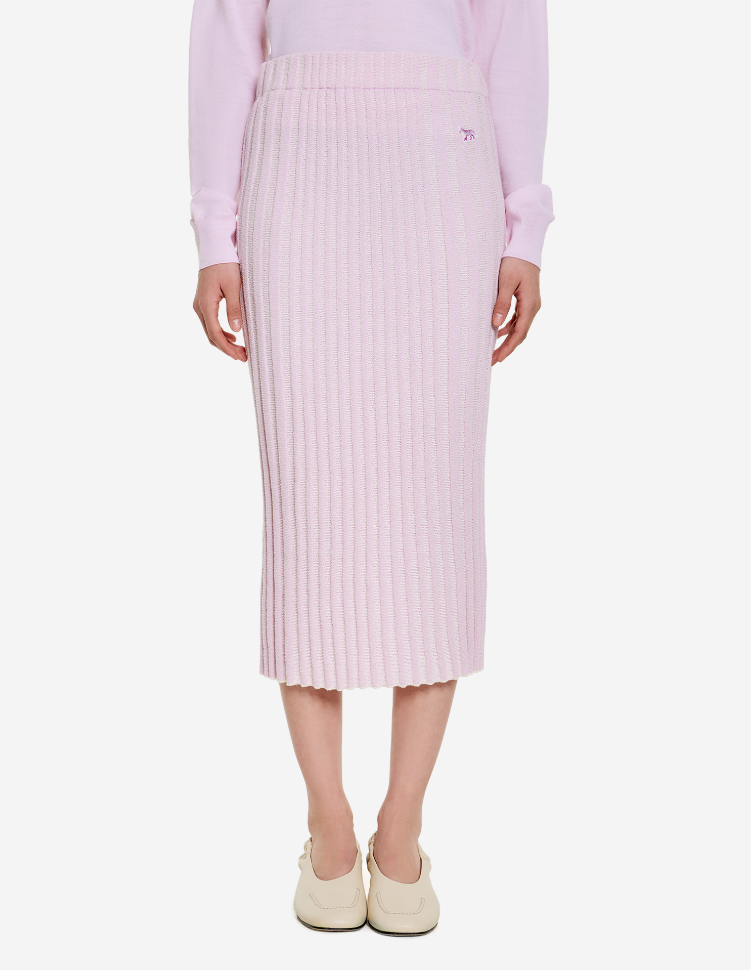 BABY FOX PATCH RIBBED MIDI SKIRT