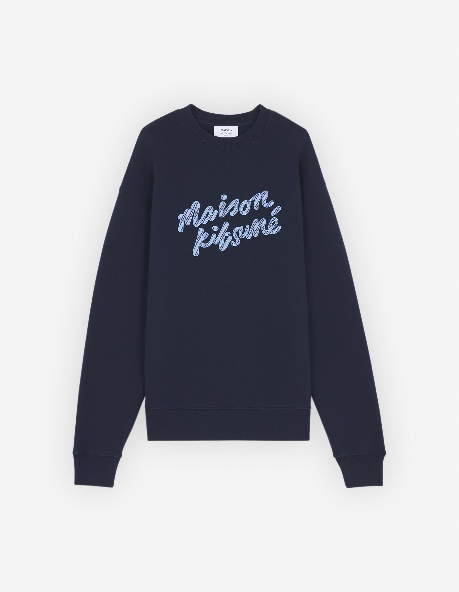 MAISON KITSUNE HANDWRITING STRIPED COMFORT SWEATSHIRT | Maison Kitsuné