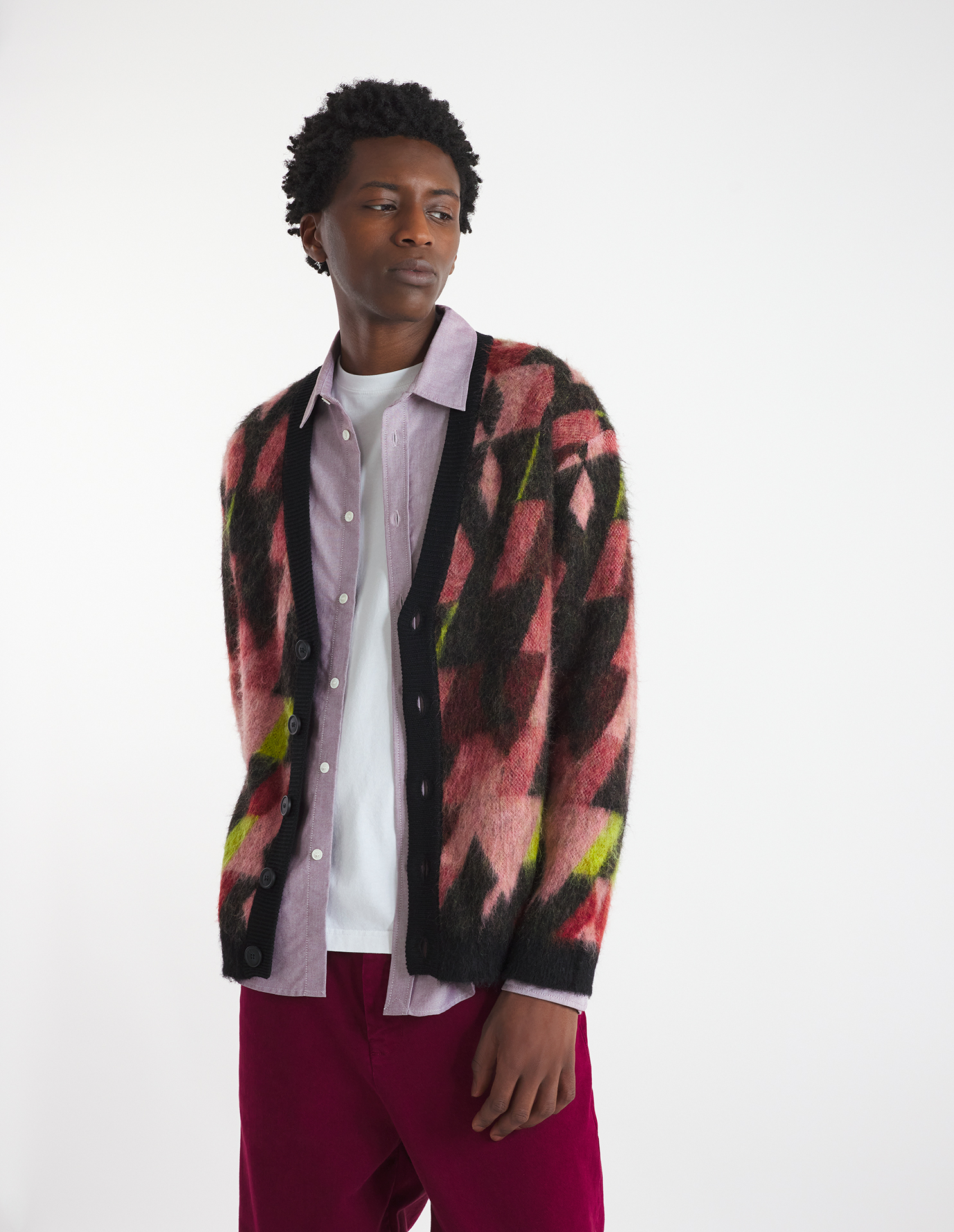 GRAPHIC MOHAIR JACQUARD CARDIGAN