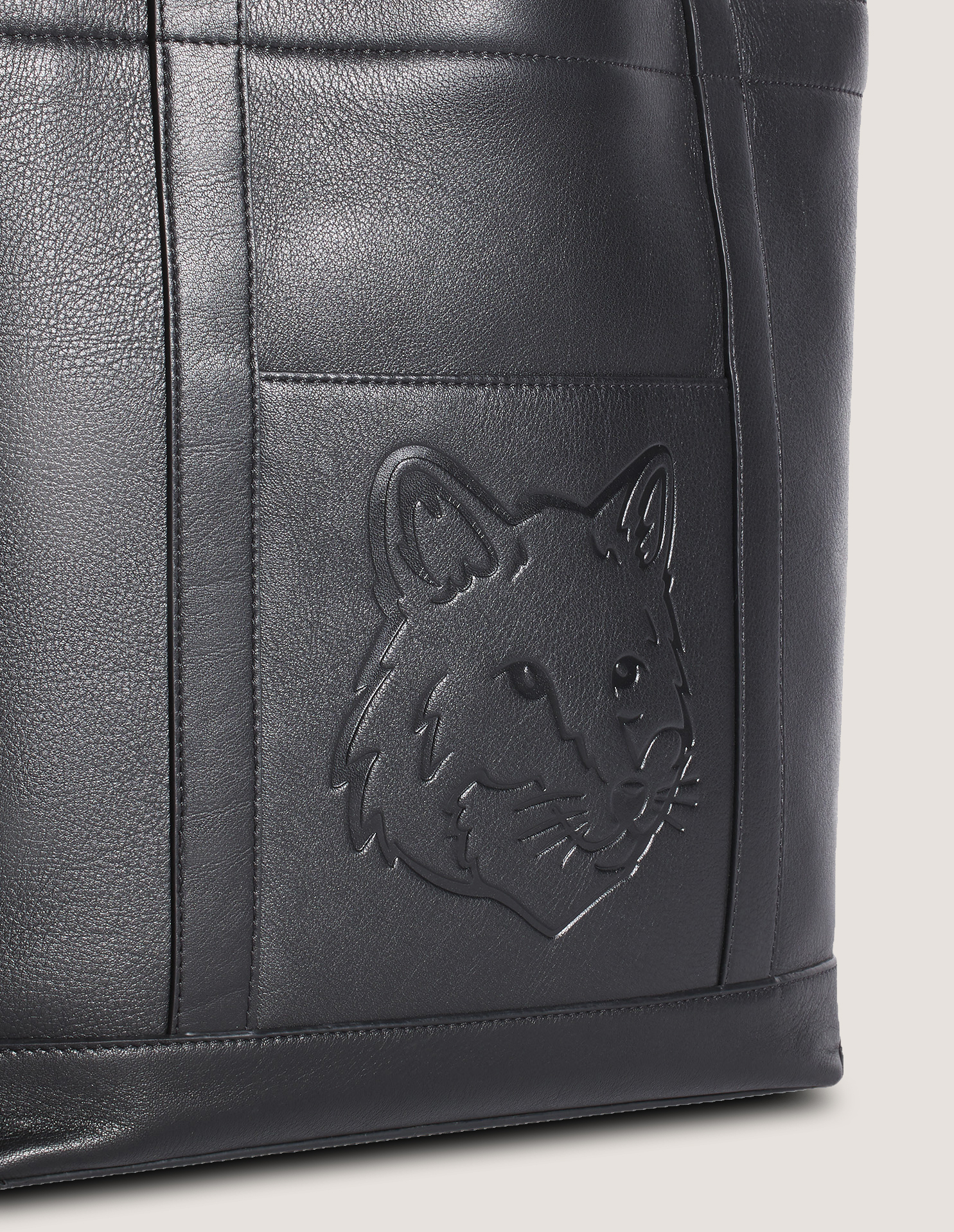 FOX HEAD LEATHER MEDIUM TOTE - 3