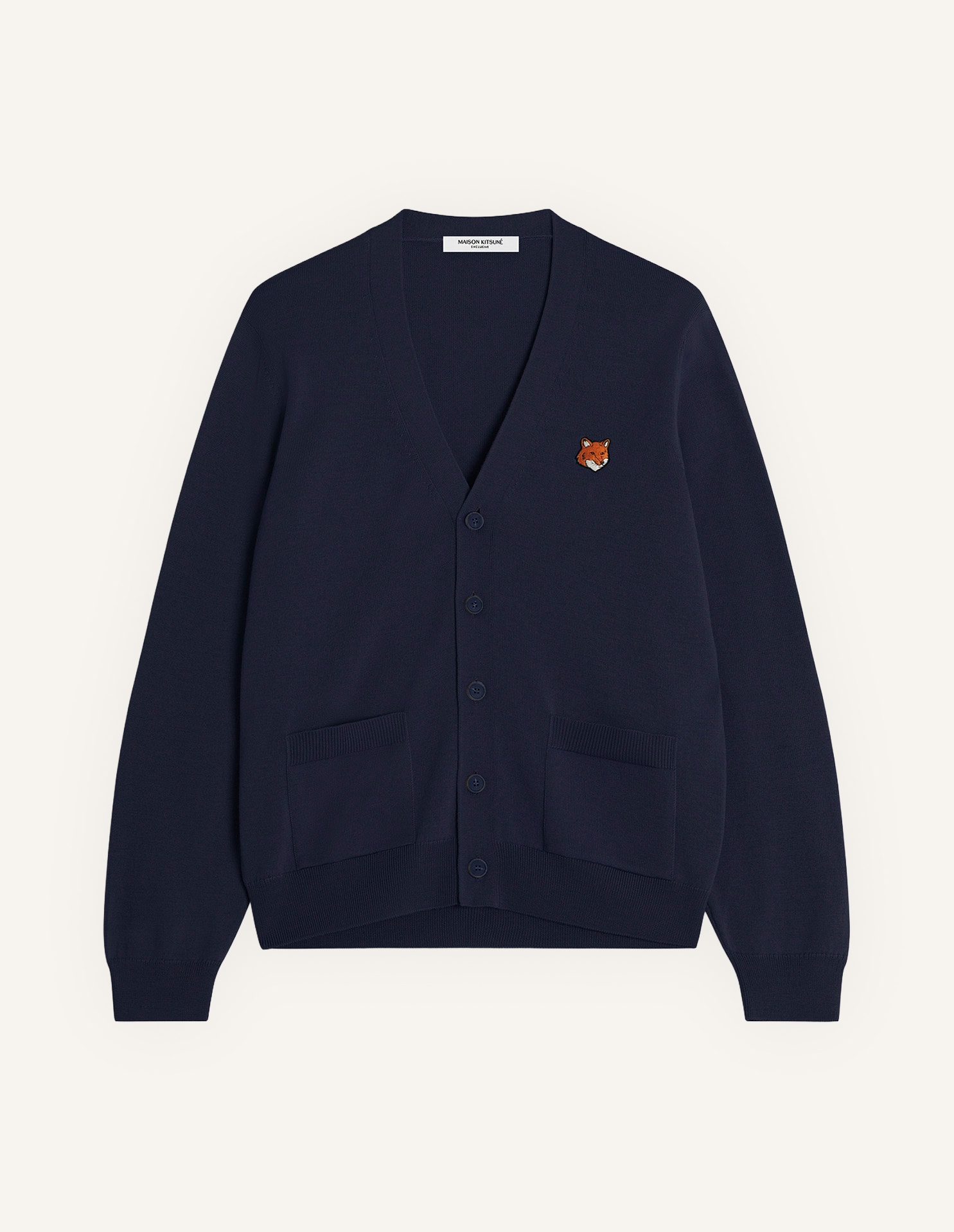 FOX HEAD MERINO REGULAR CARDIGAN | Maison Kitsuné