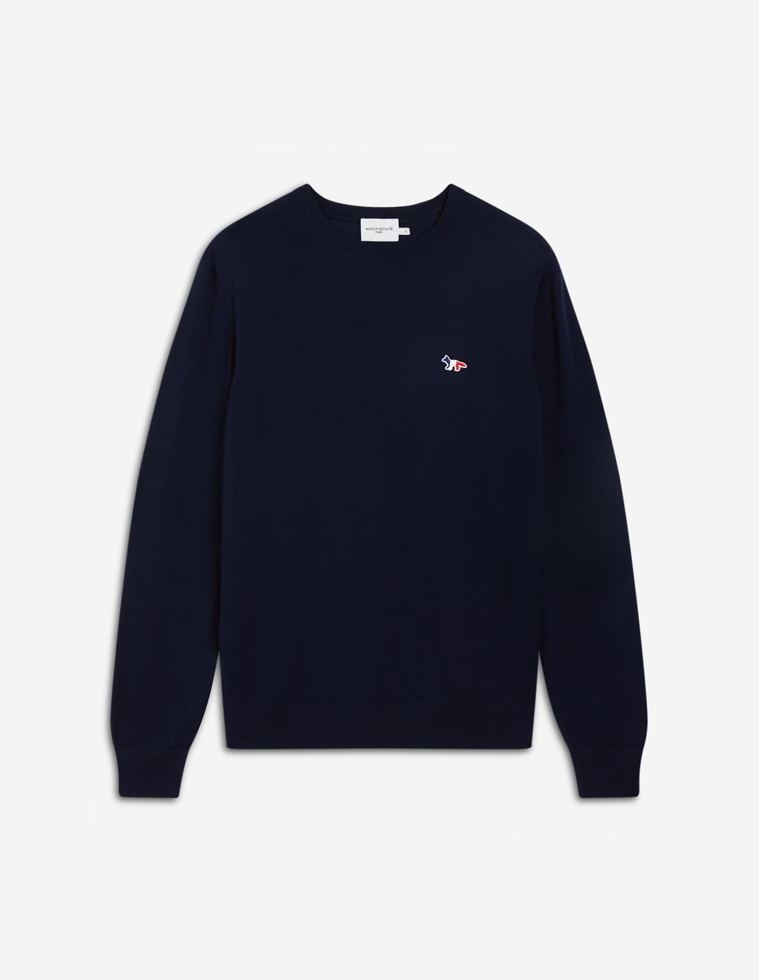 TRICOLOR FOX PATCH CLASSIC R-NECK JUMPER | Maison Kitsuné