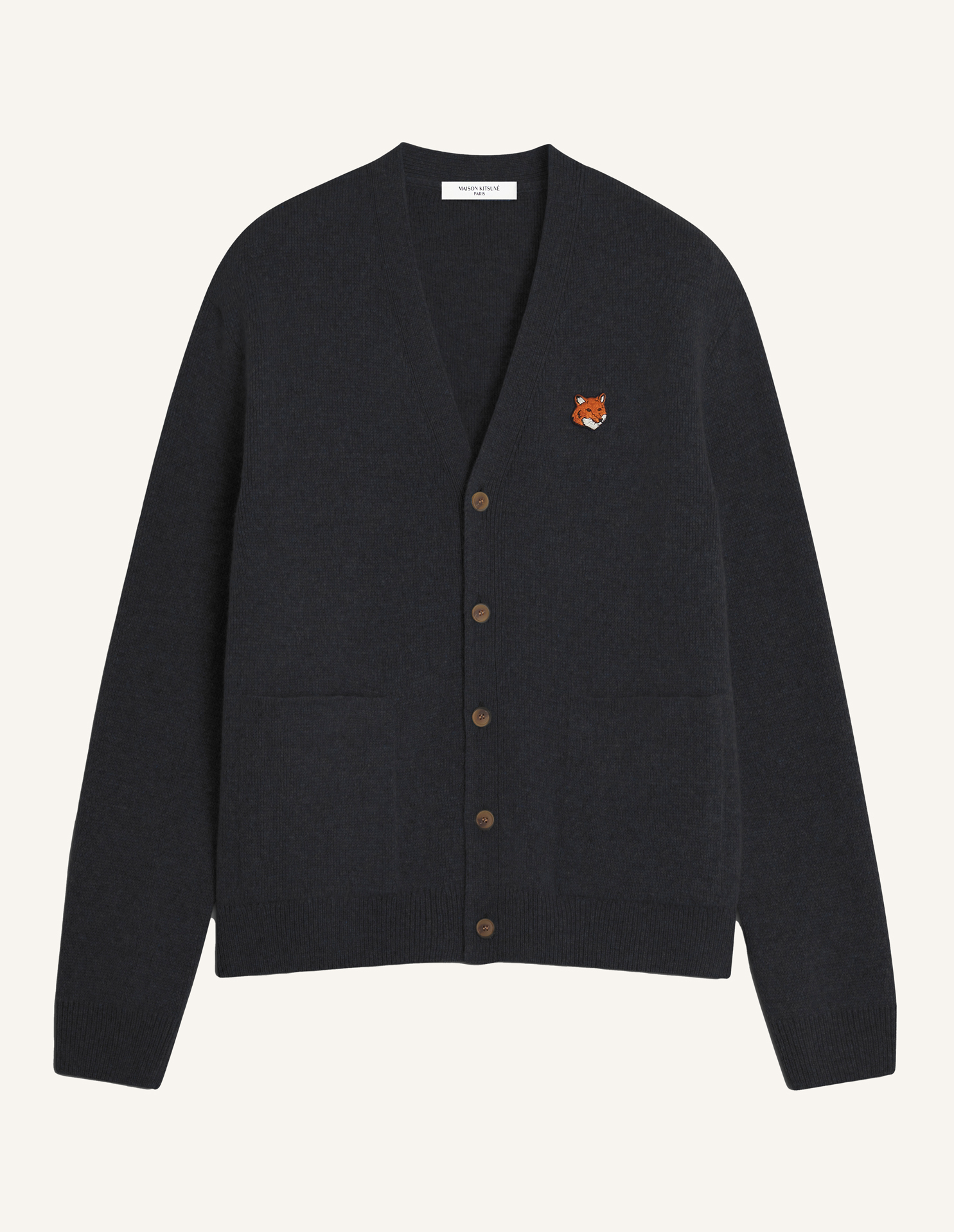 FOX HEAD MERINO REGULAR CARDIGAN | Maison Kitsuné